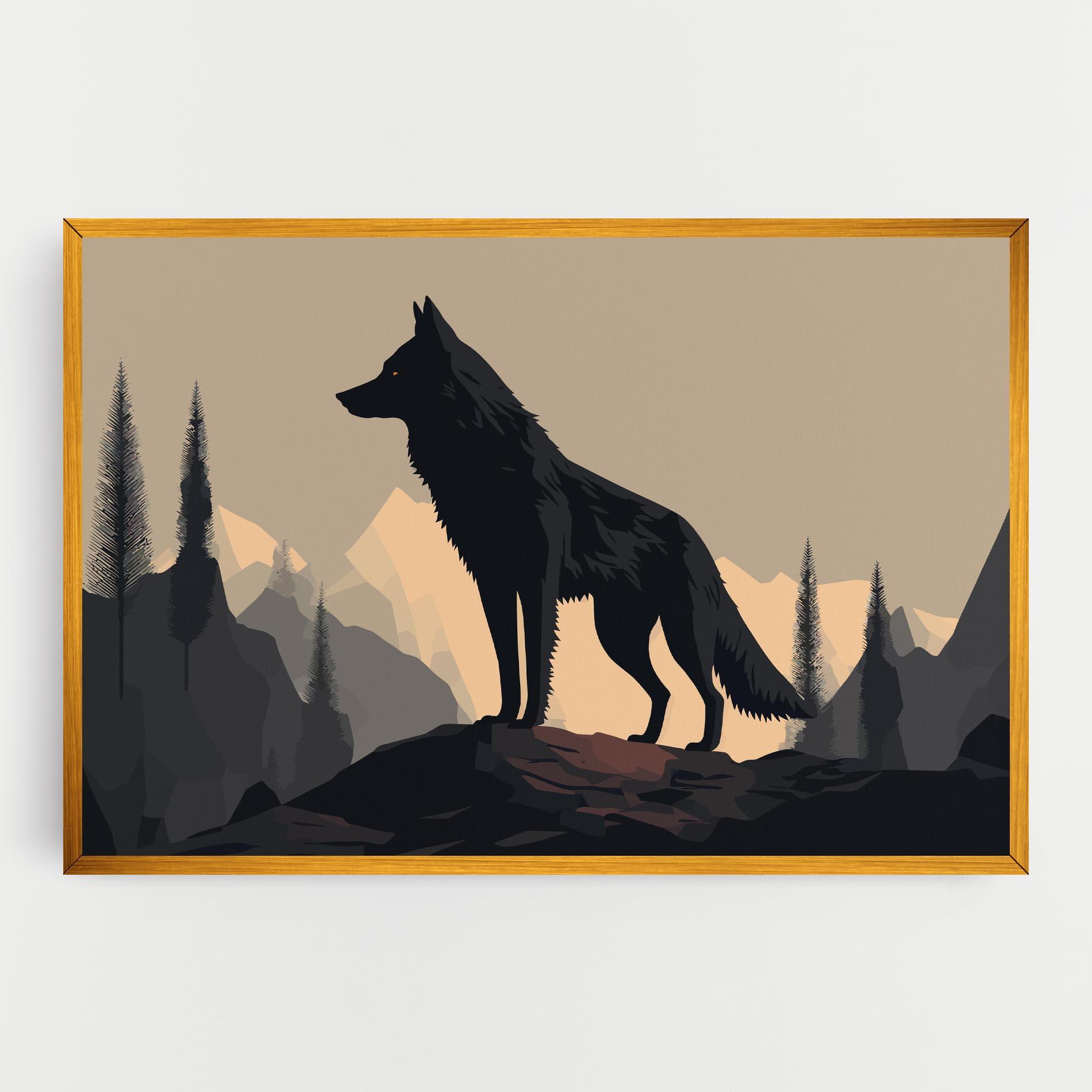 Картина на платно Black Wolf mockup 0