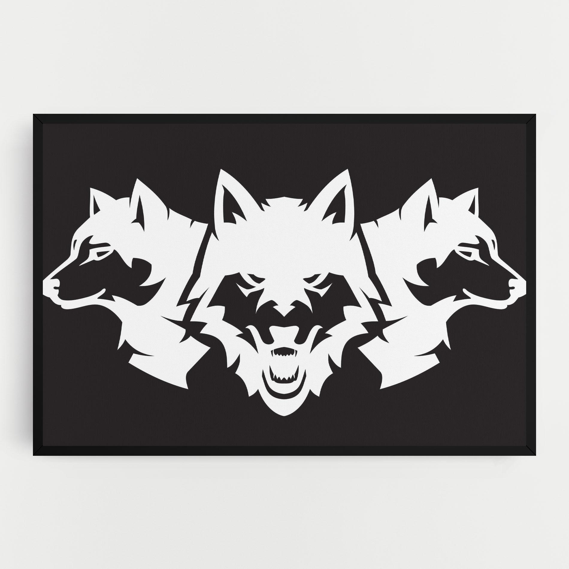 Картина на платно 3 Wolf Heads mockup 0