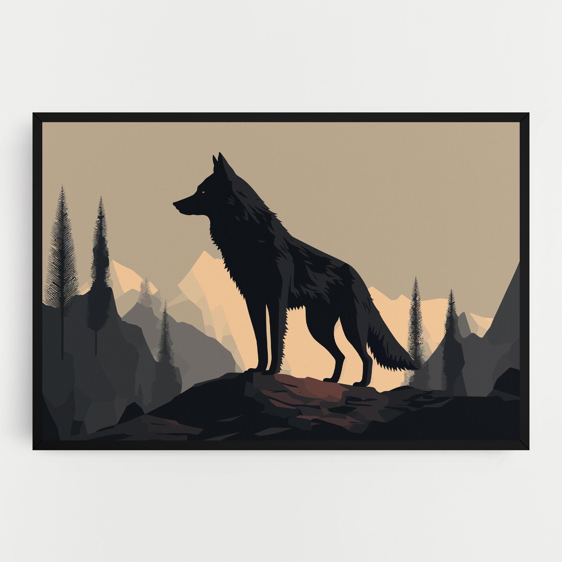 Картина на платно Black Wolf mockup 0