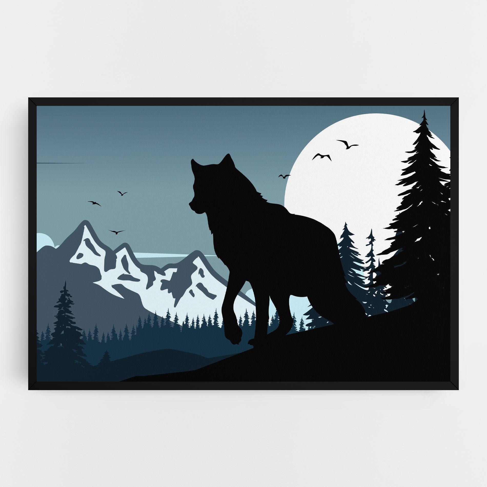 Картина на платно Hill Wolf mockup 0