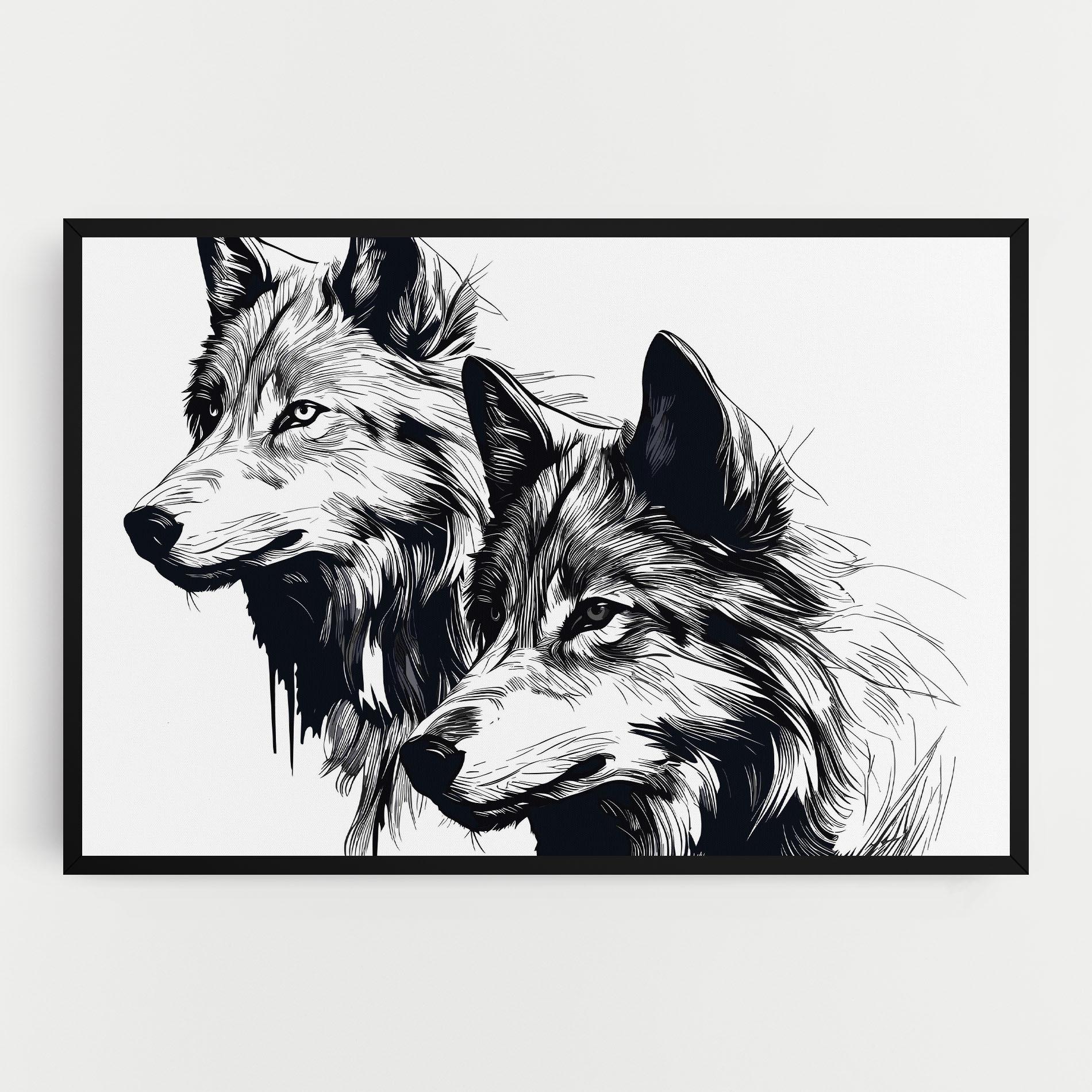 Картина на платно Wolf Friends mockup 0
