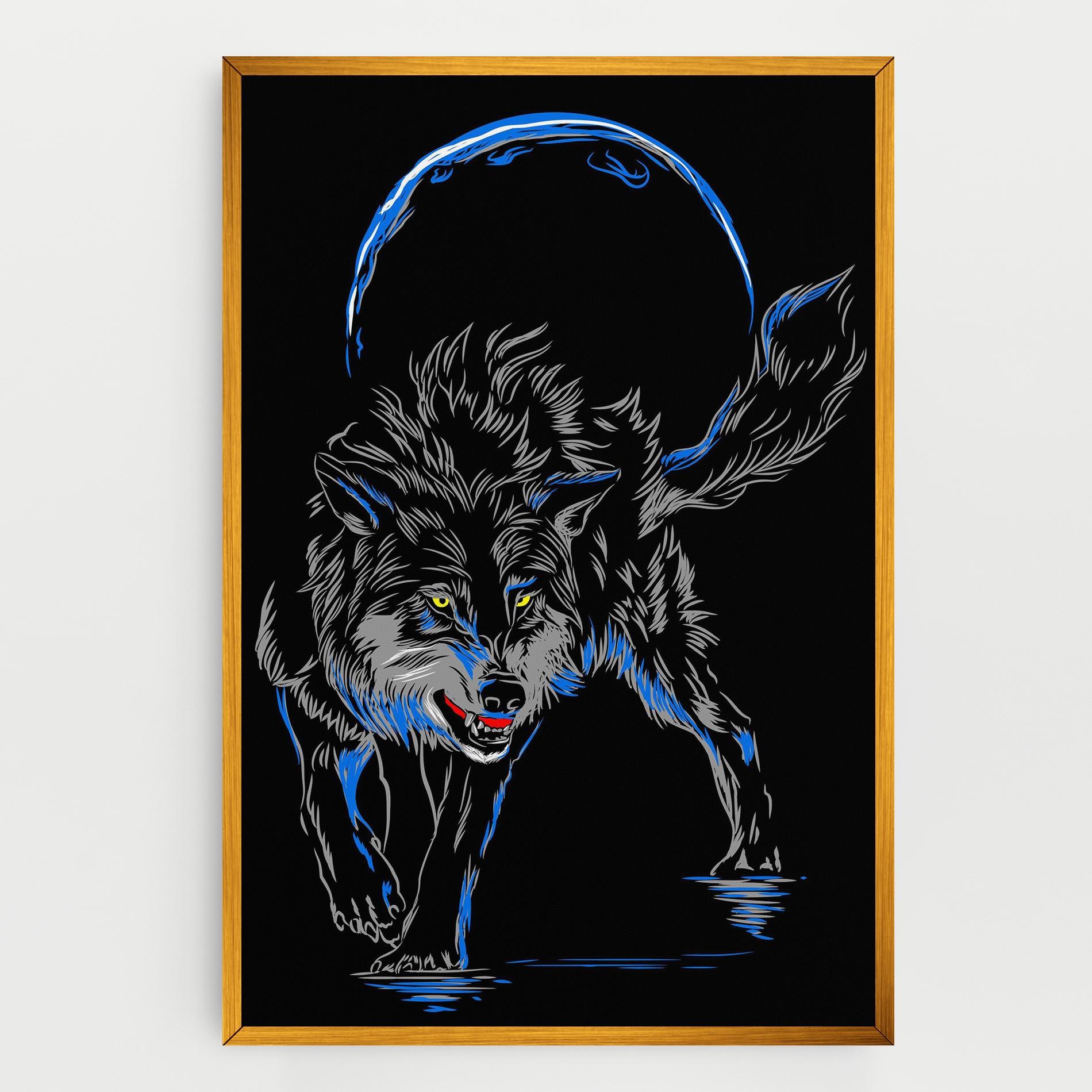 Картина на платно Grey Blue Wolf mockup 0