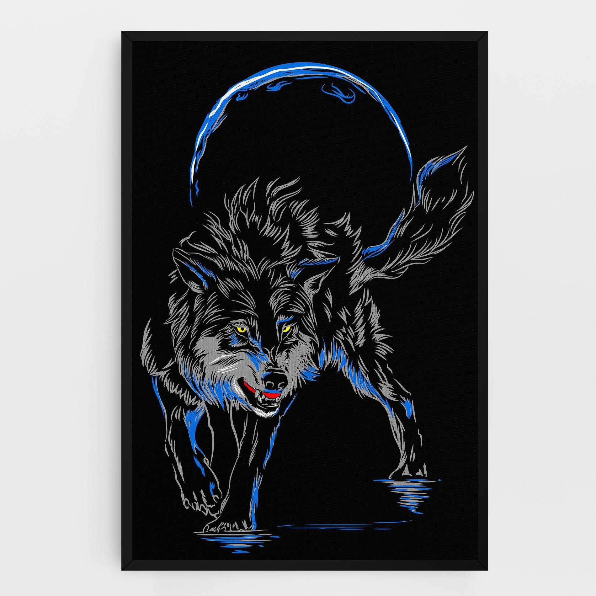Картина на платно Grey Blue Wolf mockup 0
