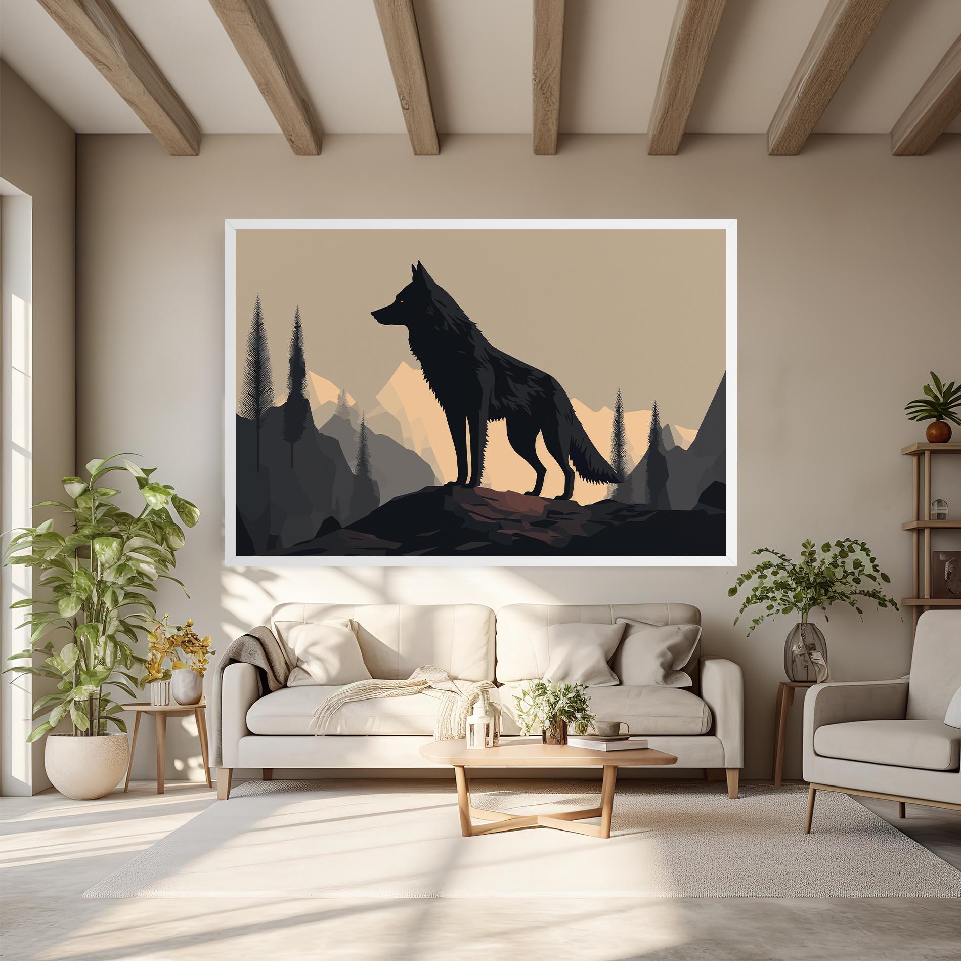 Картина на платно Black Wolf mockup 6