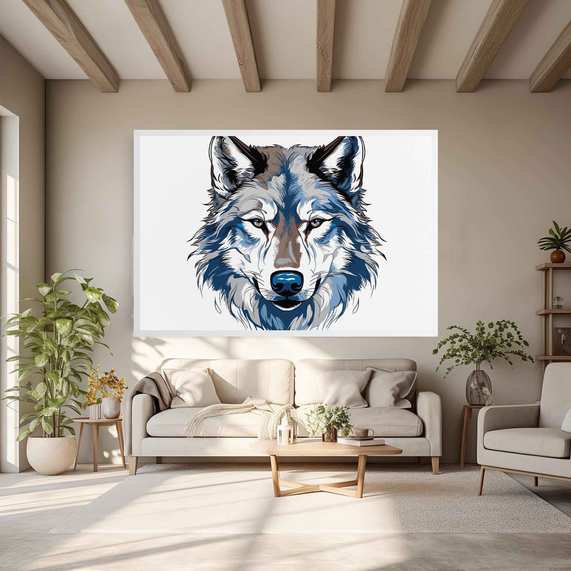 Картина на платно Blue Wolf Head mockup 6