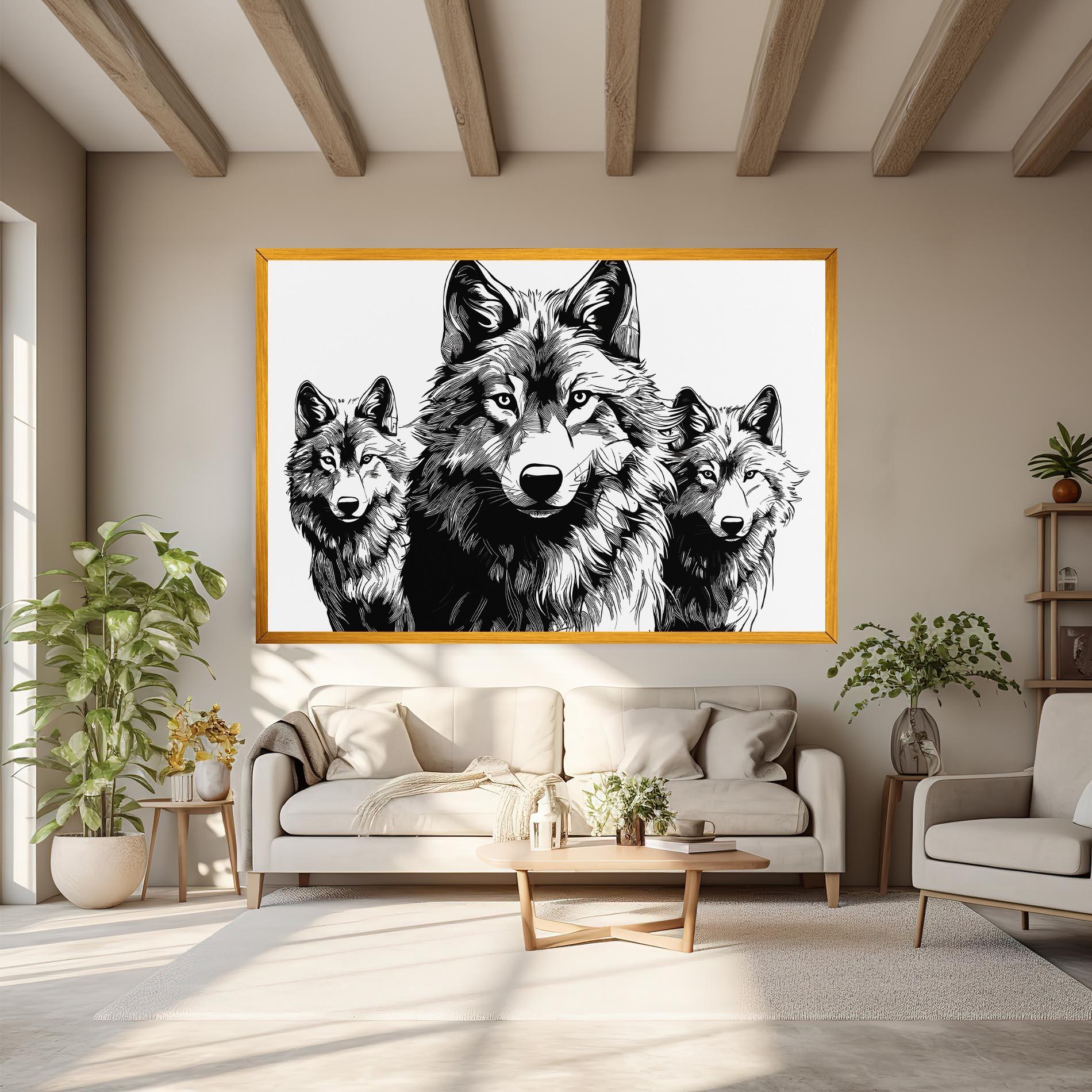 Картина на платно 3 Wolves mockup 6