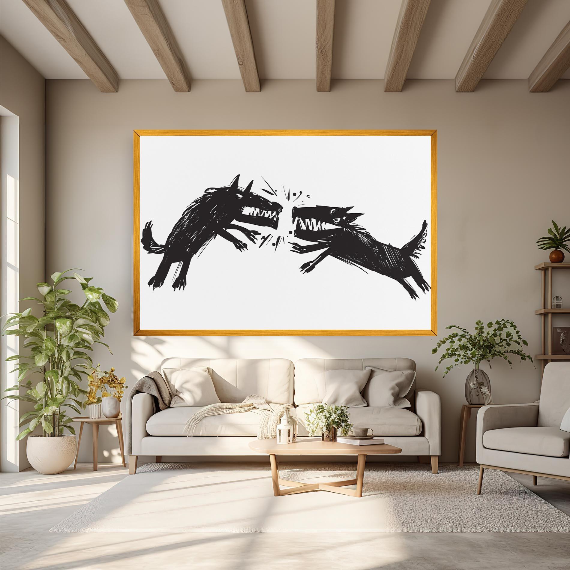 Картина на платно Black Wolves mockup 6