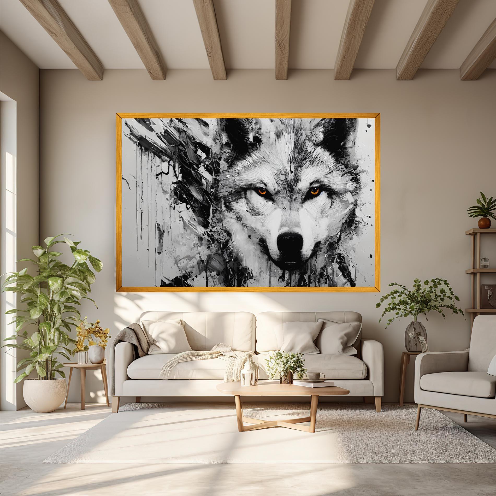 Картина на платно Grey Wolf Portrait mockup 6