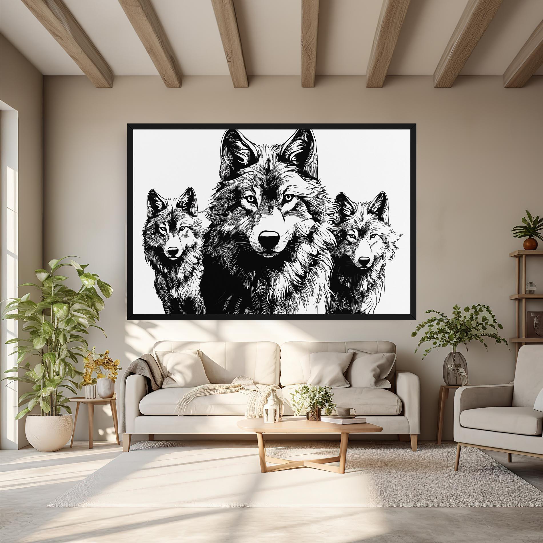 Картина на платно 3 Wolves mockup 6