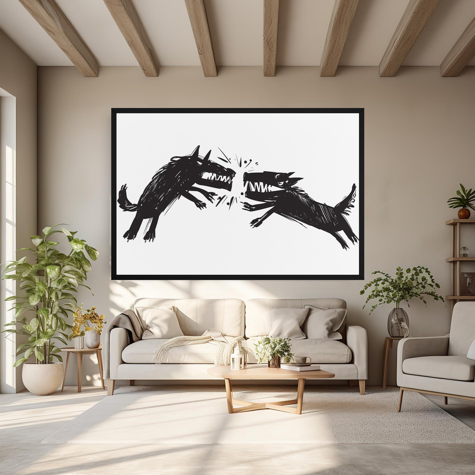 Картина на платно Black Wolves mockup 6