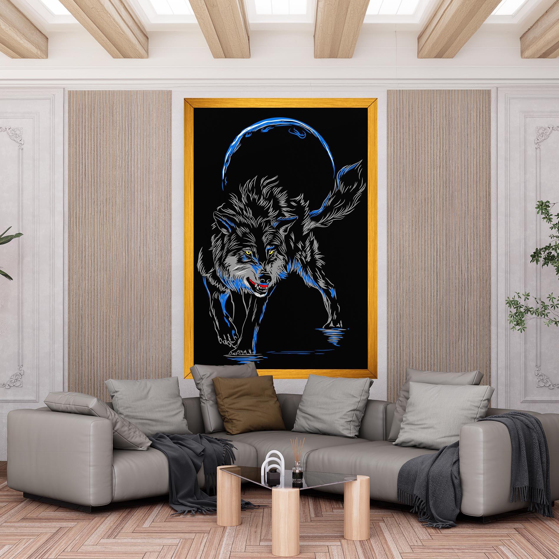 Картина на платно Grey Blue Wolf mockup 6