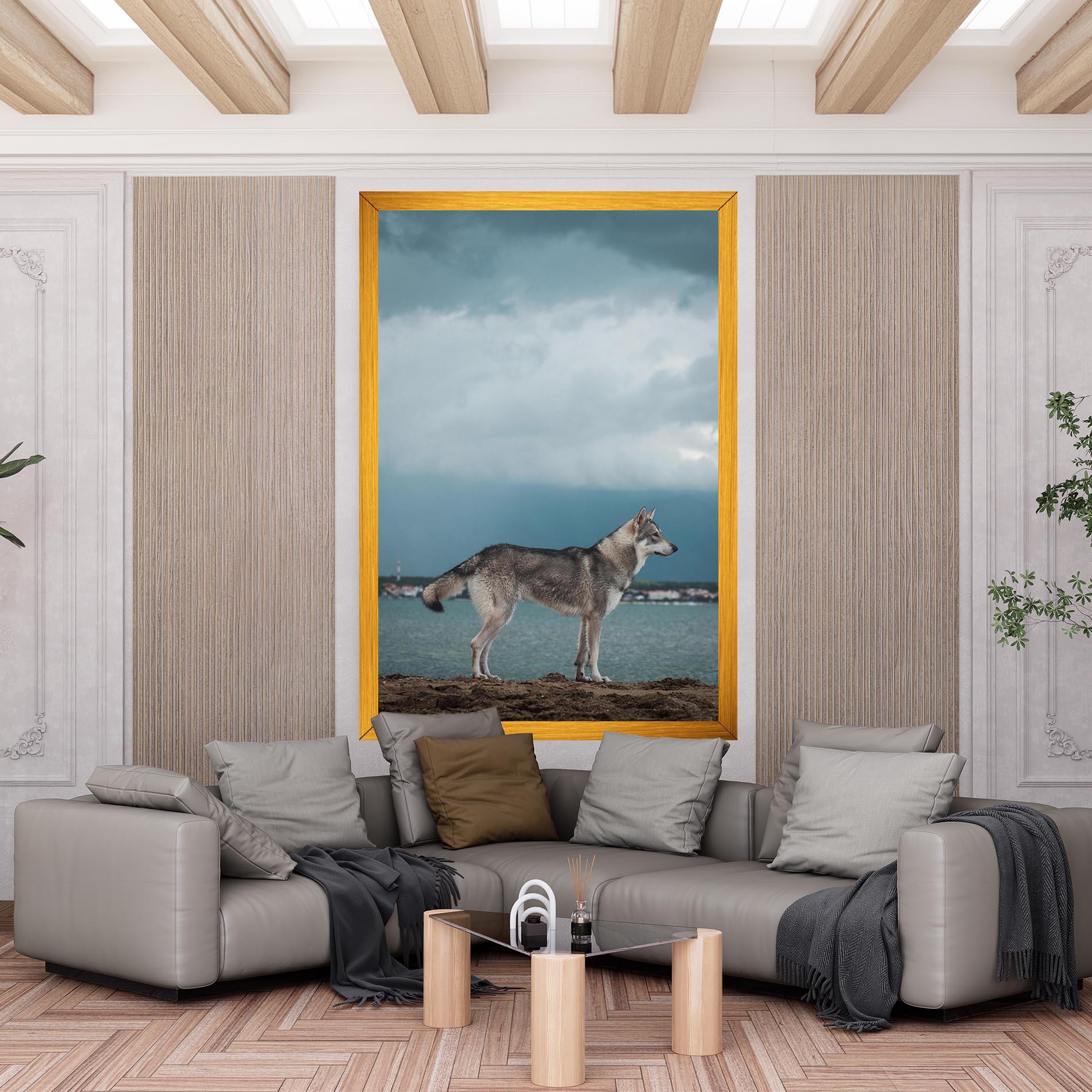 Картина на платно Grey Wolf Looking mockup 6