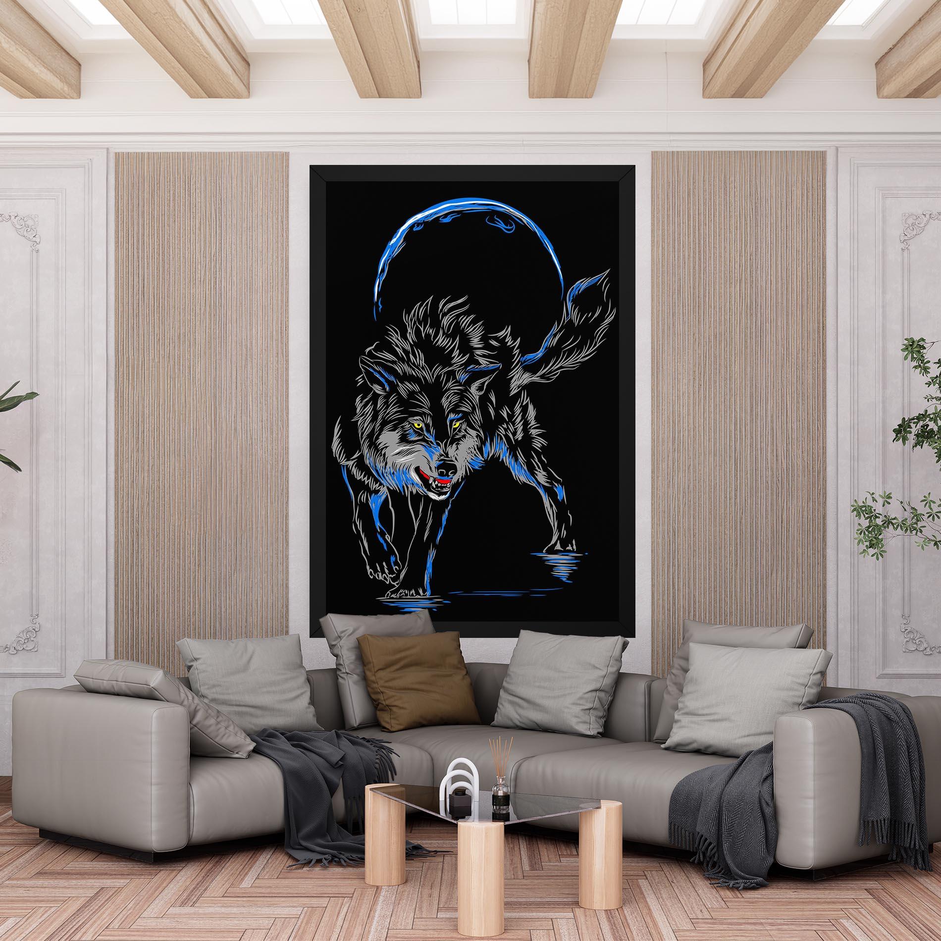 Картина на платно Grey Blue Wolf mockup 6