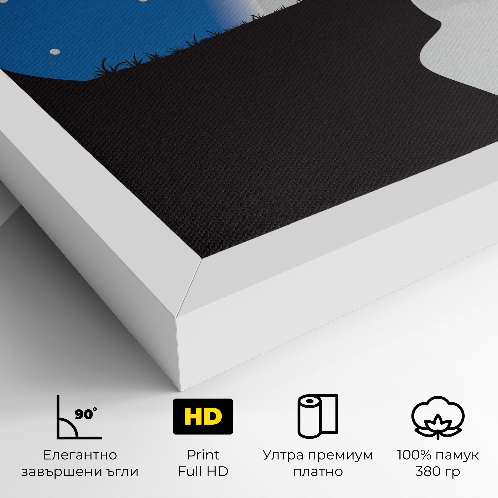 Картина на платно Blue Light Wolf mockup 4