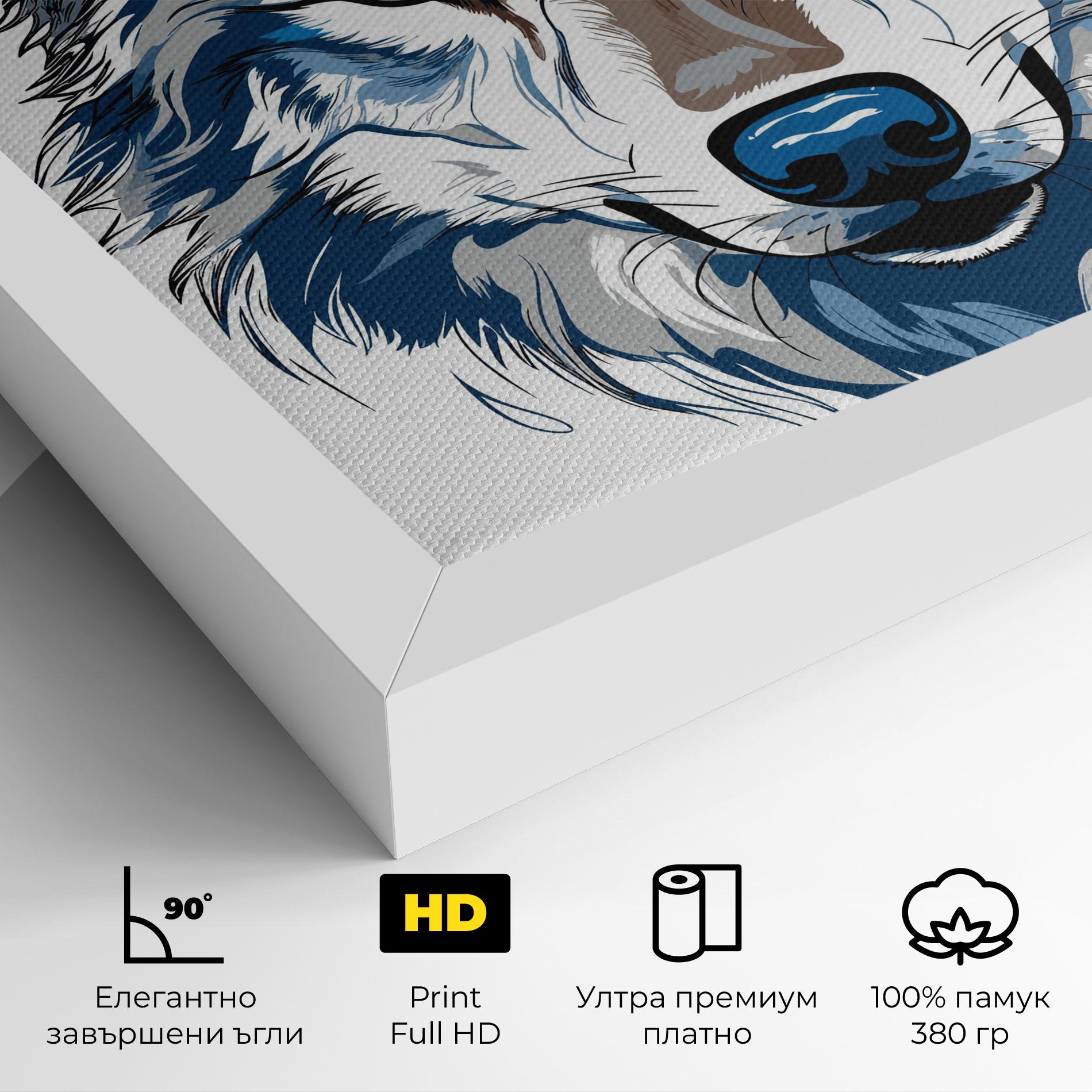 Картина на платно Blue Wolf Head mockup 4