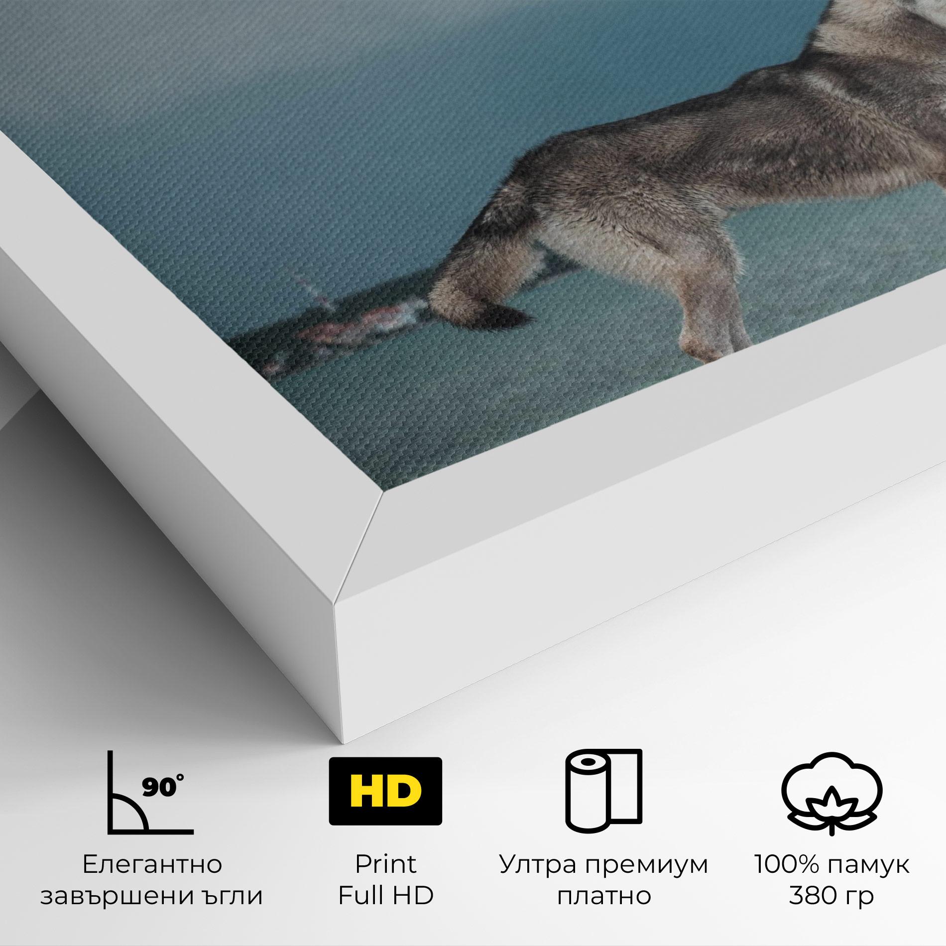Картина на платно Grey Wolf Looking mockup 4