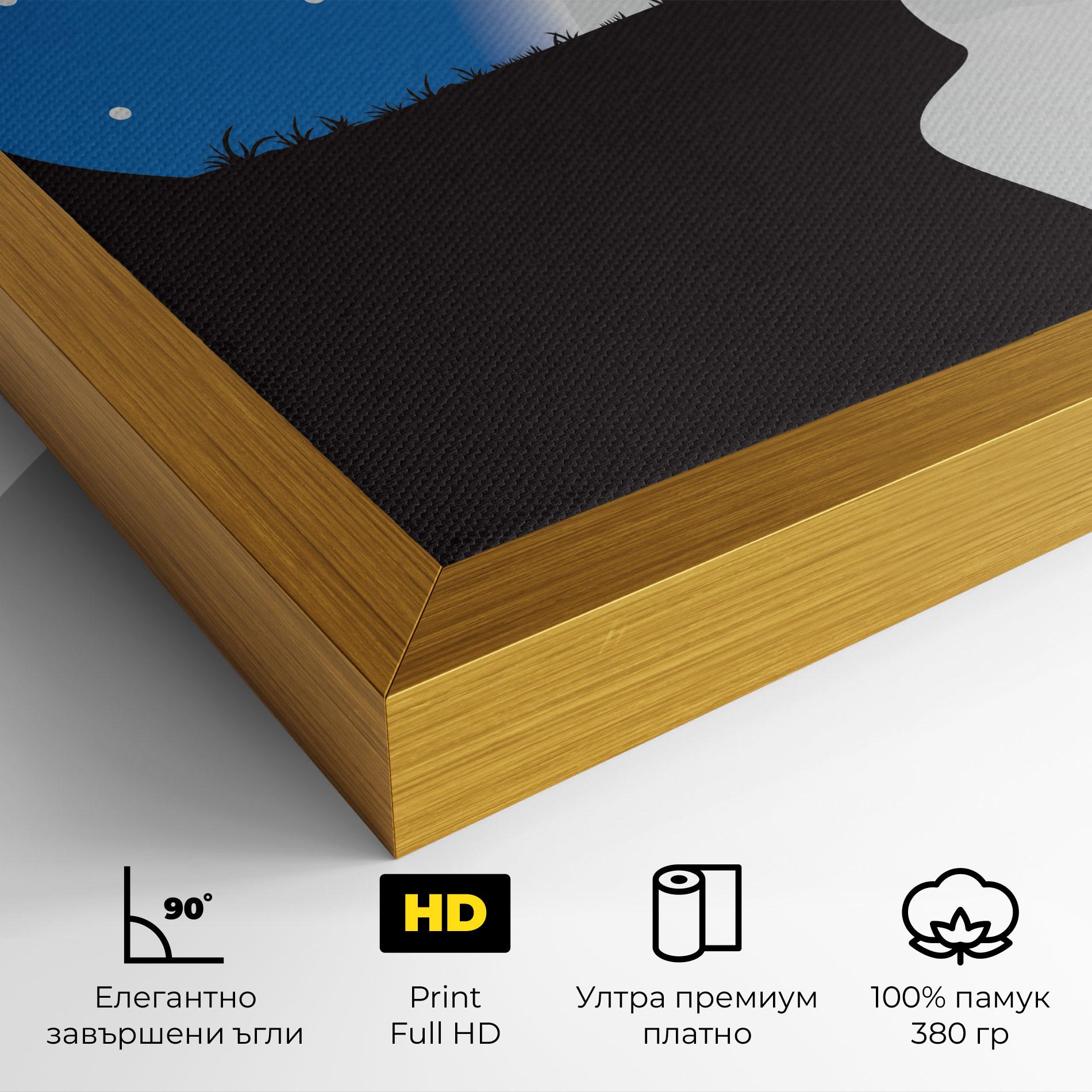 Картина на платно Blue Light Wolf mockup 4