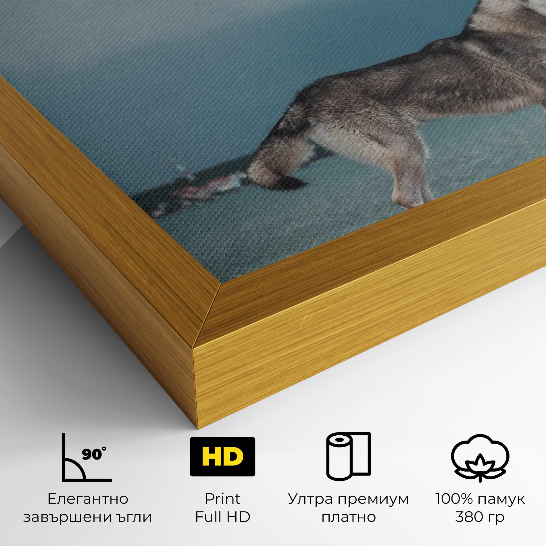 Картина на платно Grey Wolf Looking mockup 4