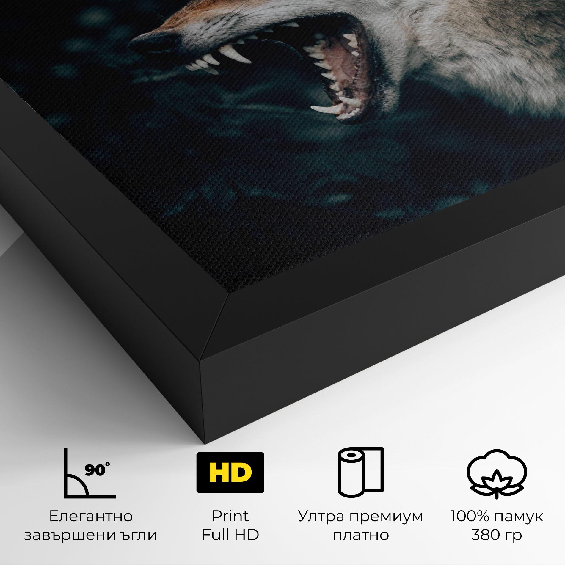 Картина на платно Angry Wolf In The Forest mockup 4