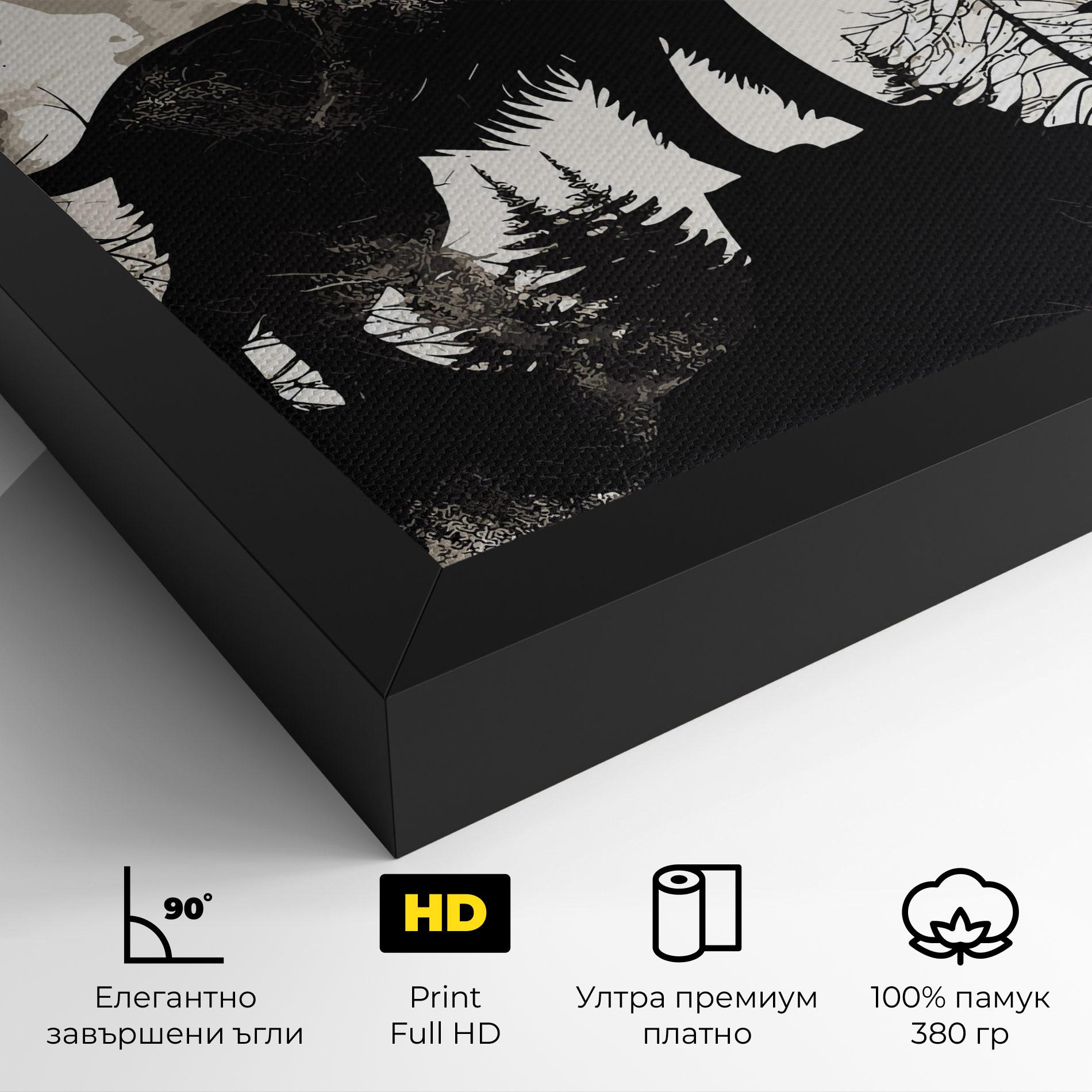 Картина на платно Black On Cream Wolf mockup 4