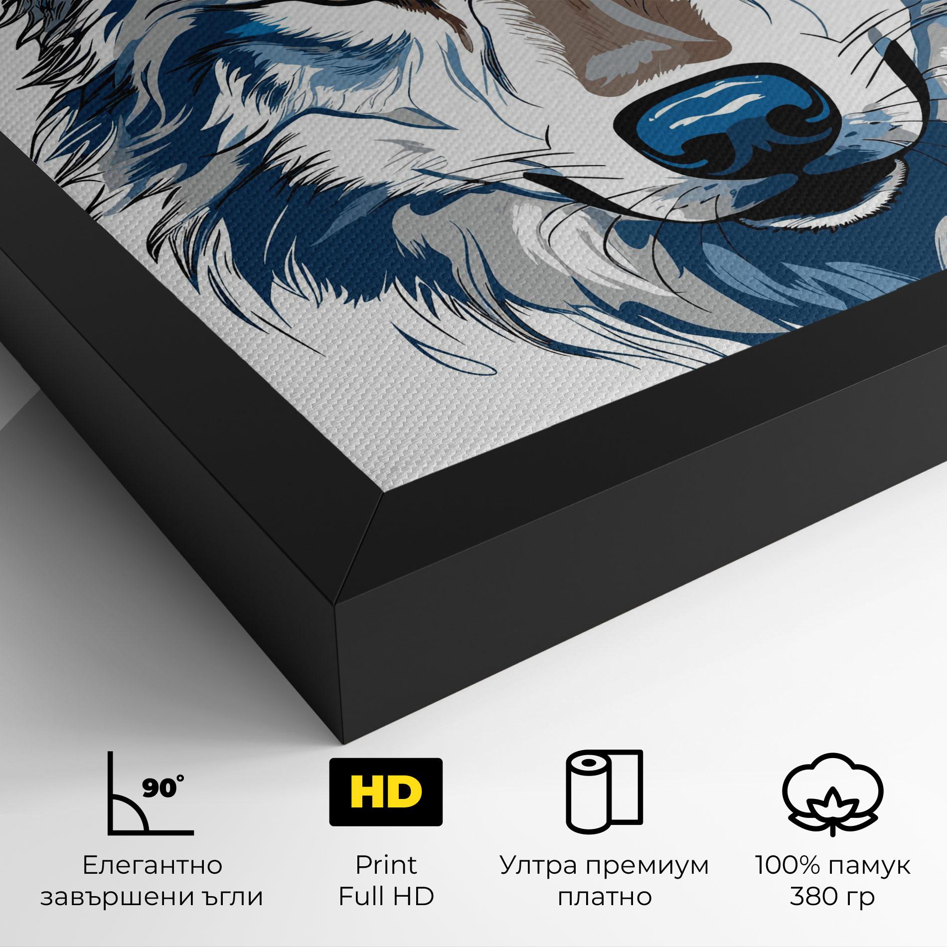 Картина на платно Blue Wolf Head mockup 4