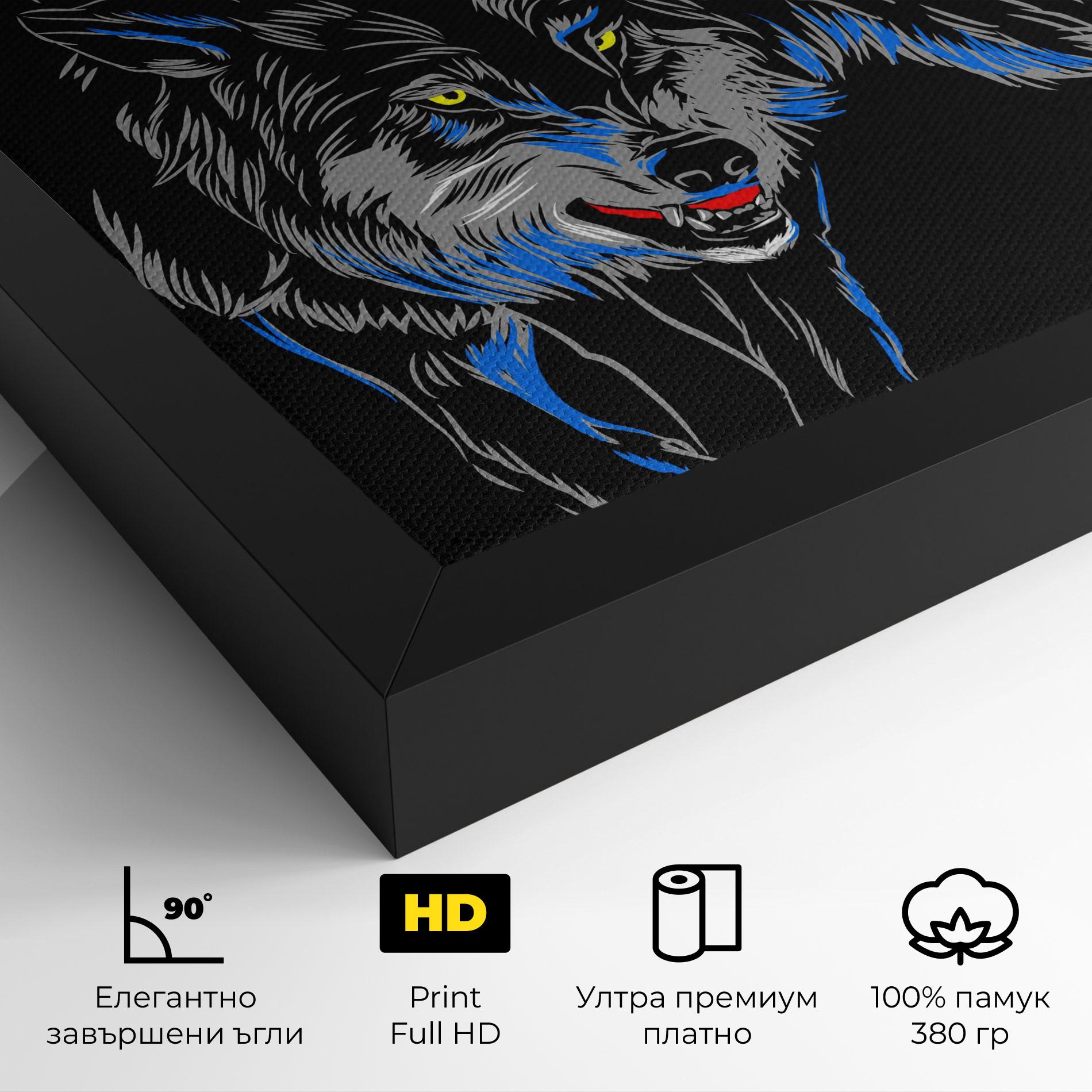 Картина на платно Grey Blue Wolf mockup 4
