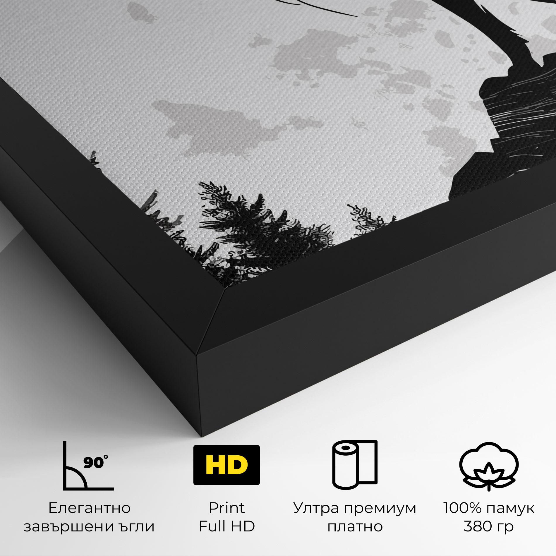 Картина на платно Grey Moon Wolf mockup 4