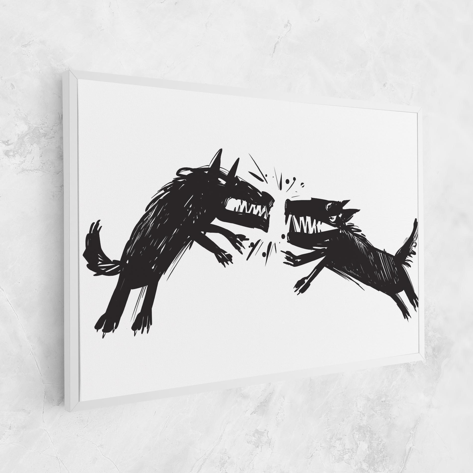 Картина на платно Black Wolves mockup 1