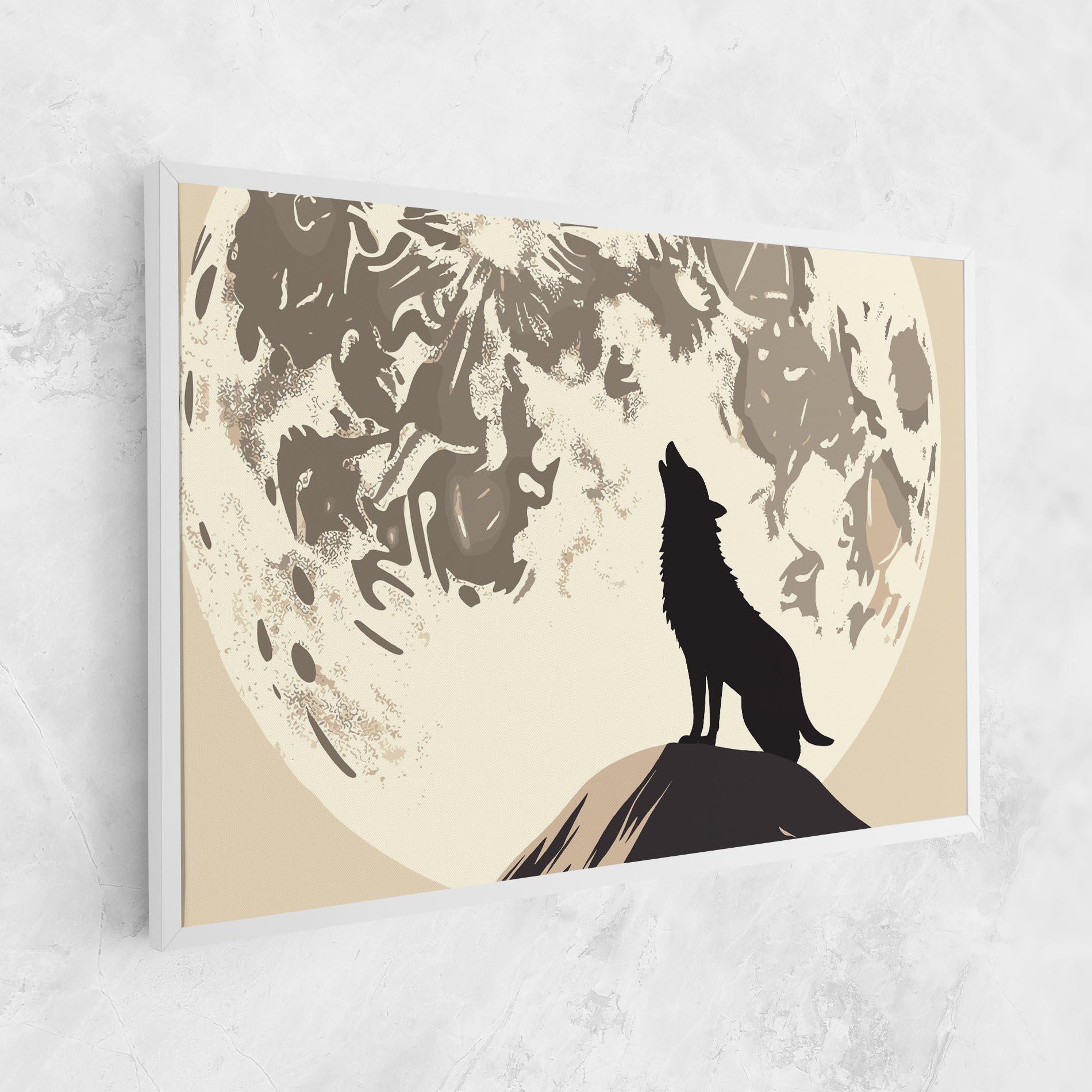 Картина на платно Cream Moon Wolf mockup 1