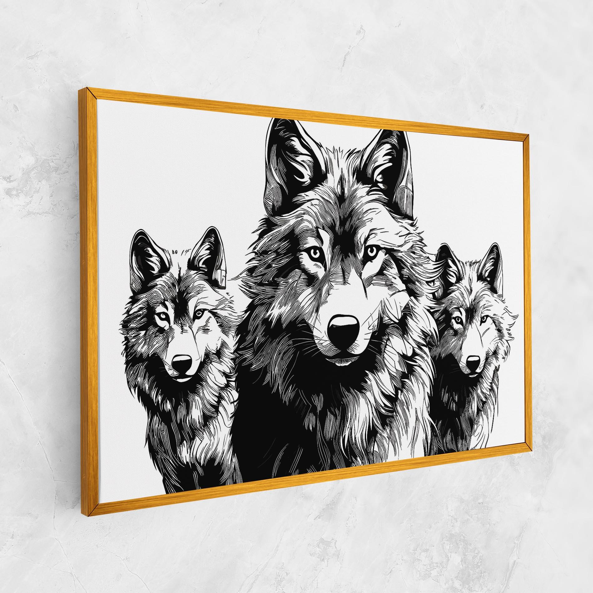 Картина на платно 3 Wolves mockup 1