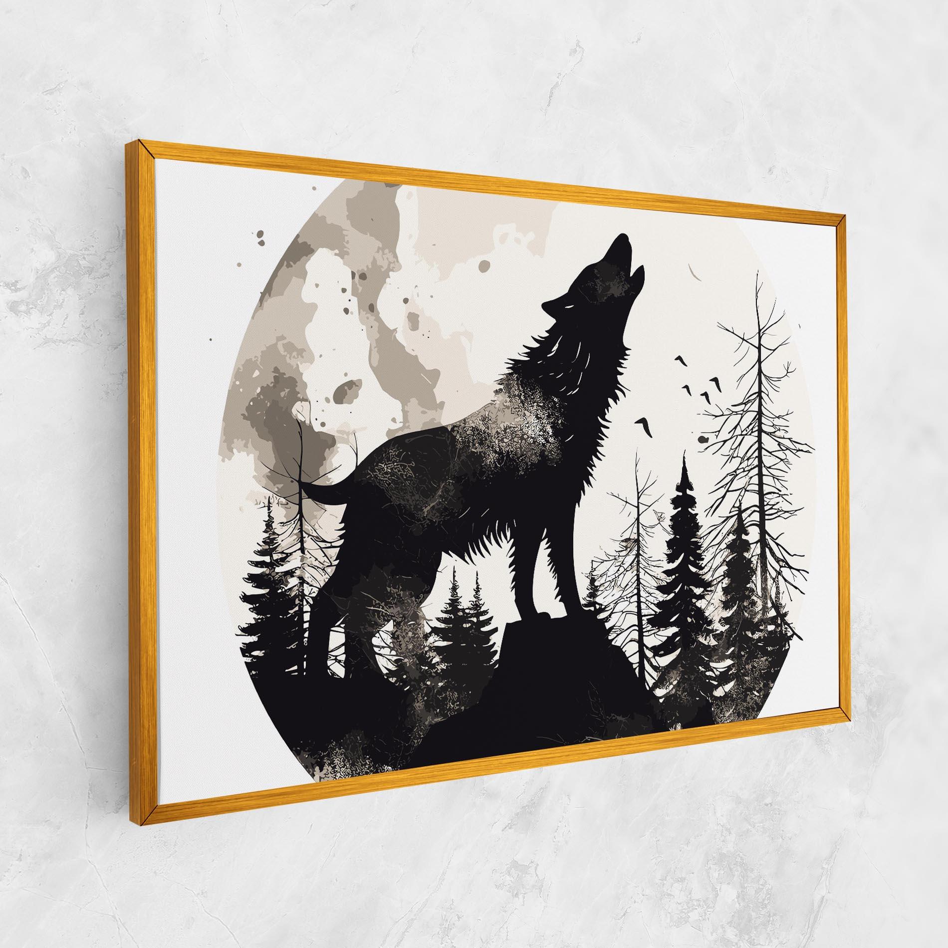 Картина на платно Black On Cream Wolf mockup 1