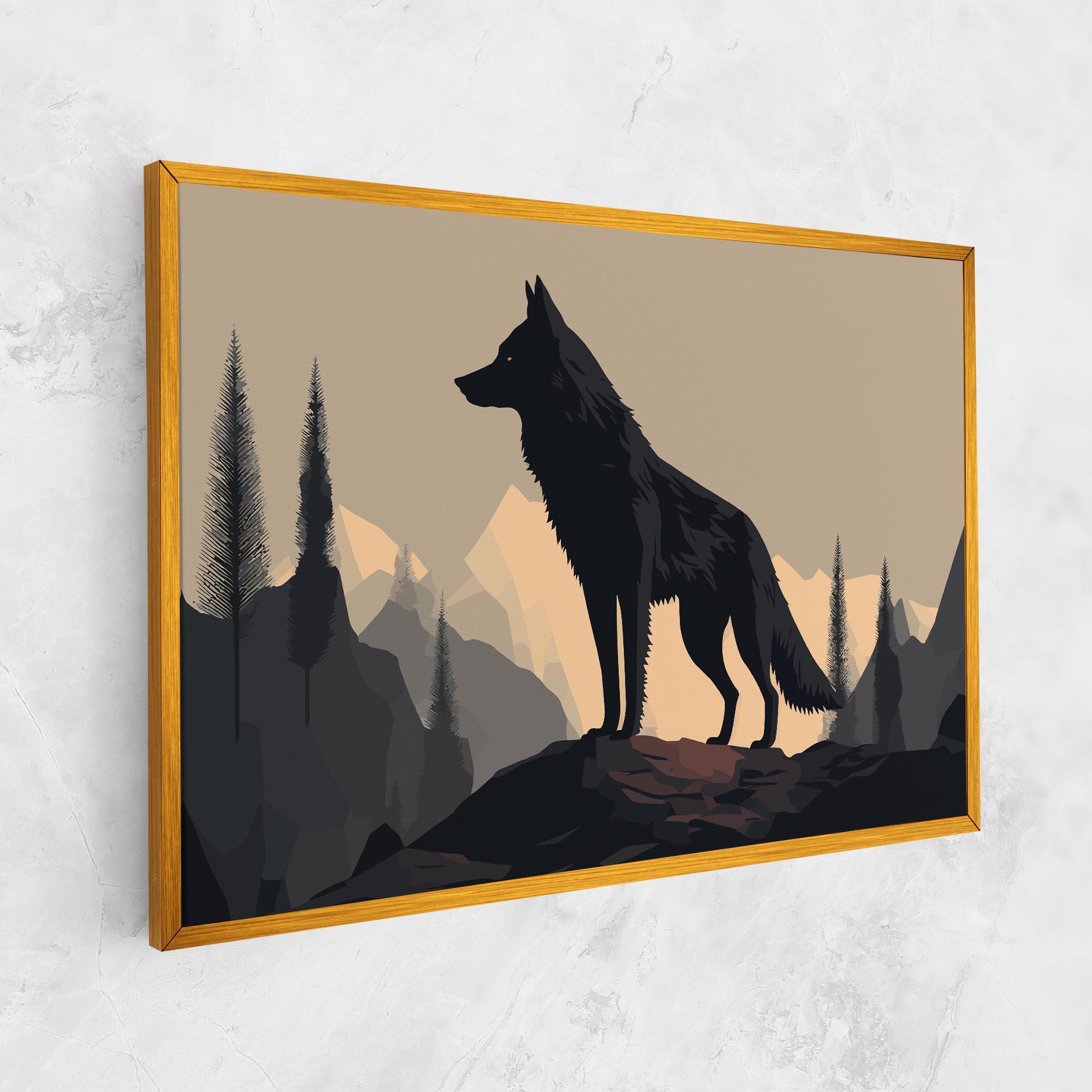 Картина на платно Black Wolf mockup 1