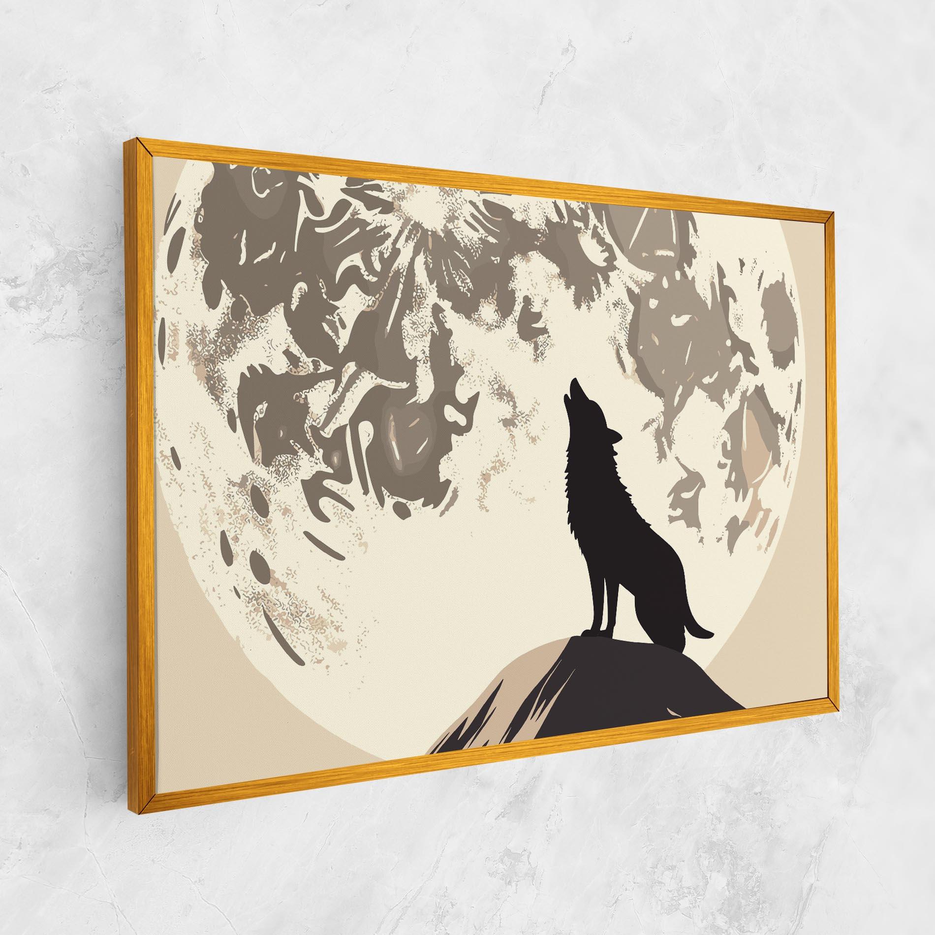 Картина на платно Cream Moon Wolf mockup 1