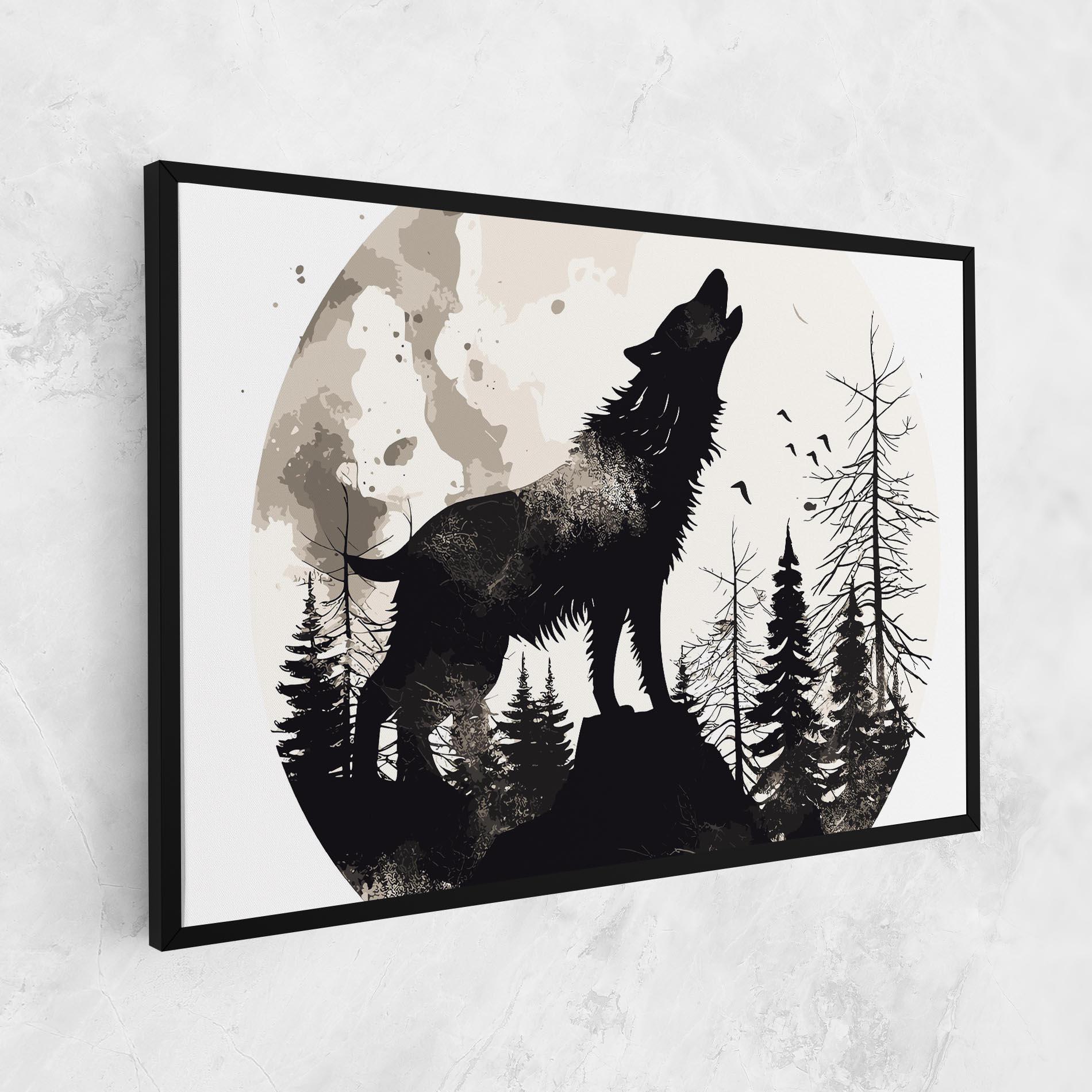 Картина на платно Black On Cream Wolf mockup 1