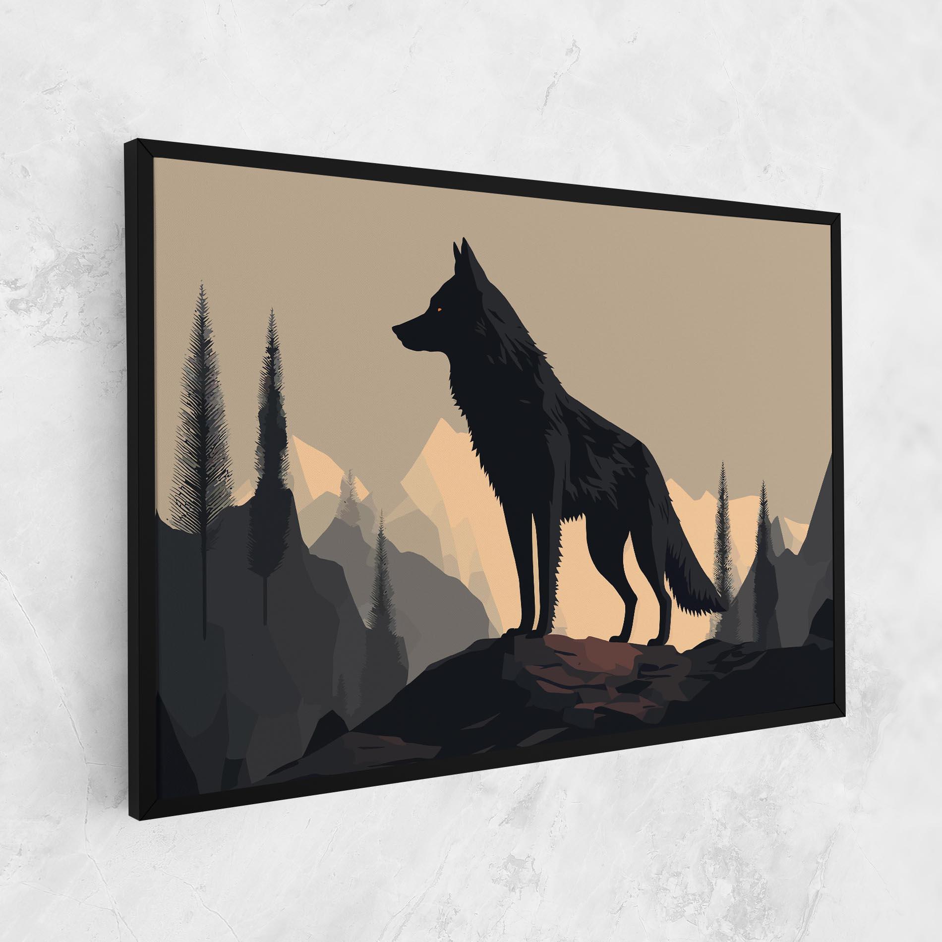 Картина на платно Black Wolf mockup 1