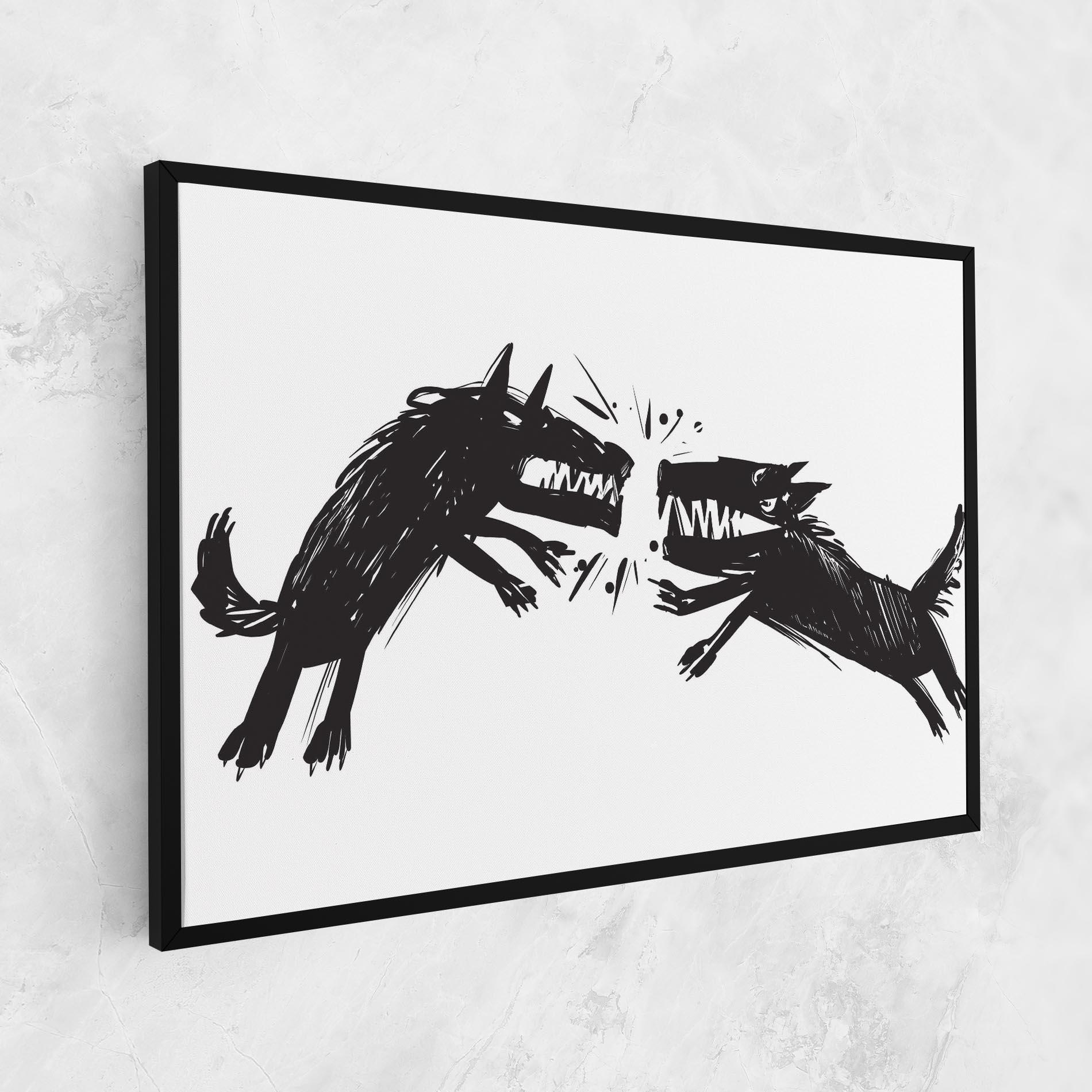 Картина на платно Black Wolves mockup 1