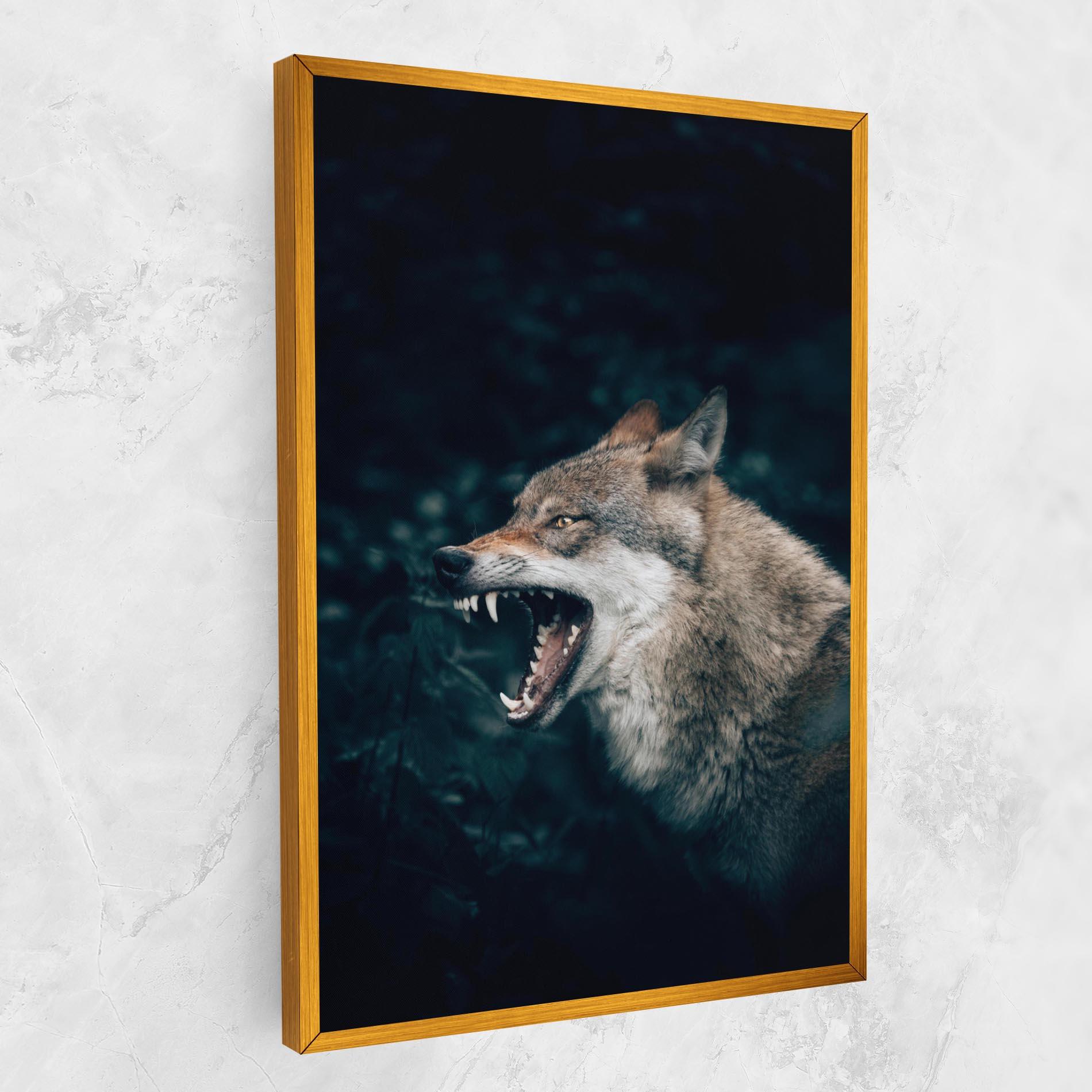 Картина на платно Angry Wolf In The Forest mockup 1