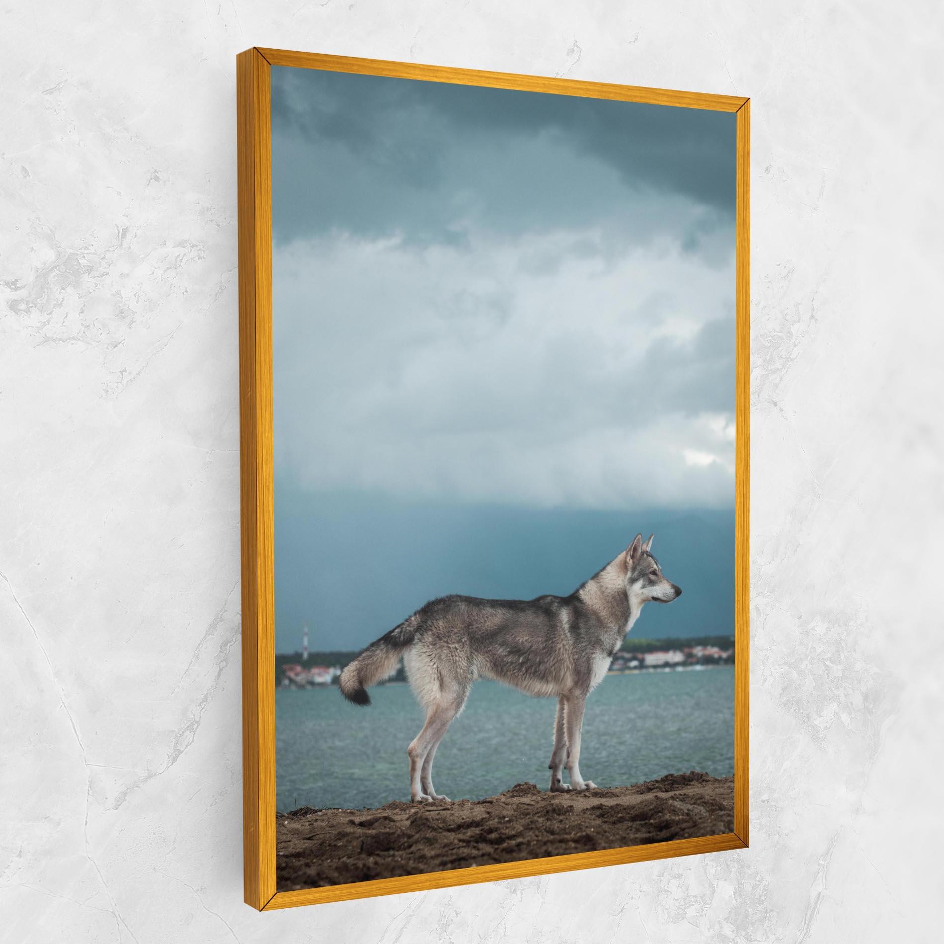 Картина на платно Grey Wolf Looking mockup 1