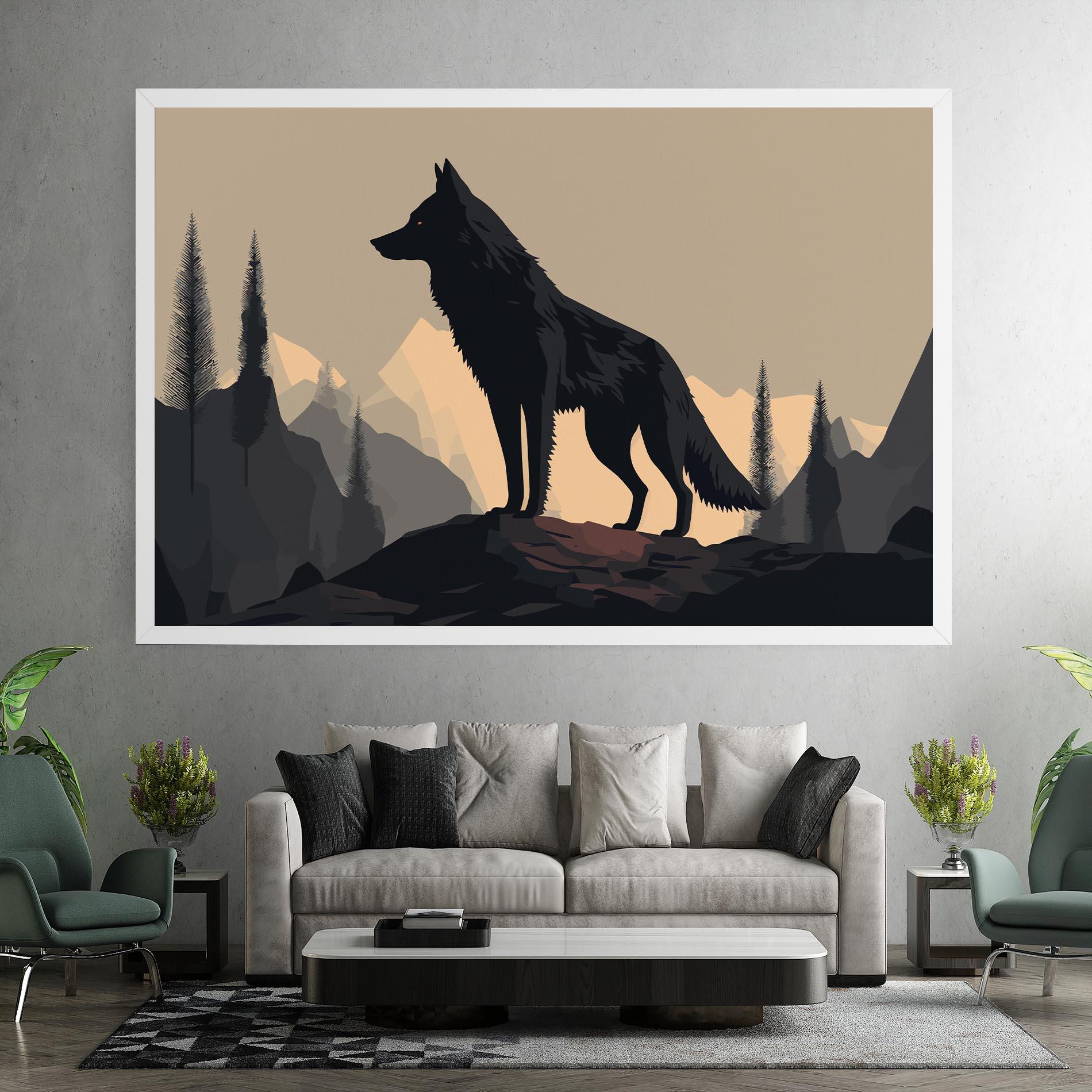 Картина на платно Black Wolf mockup 7