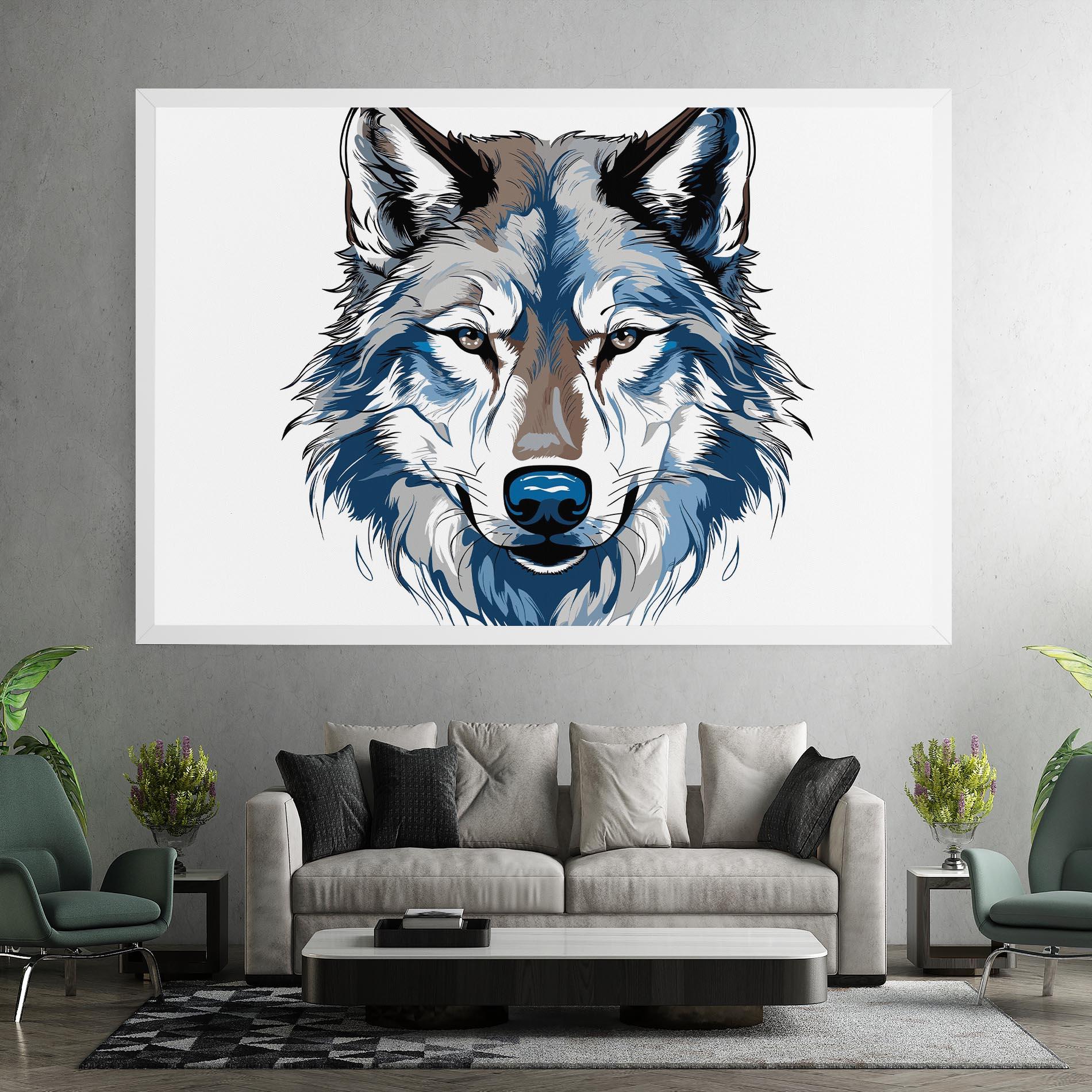 Картина на платно Blue Wolf Head mockup 7