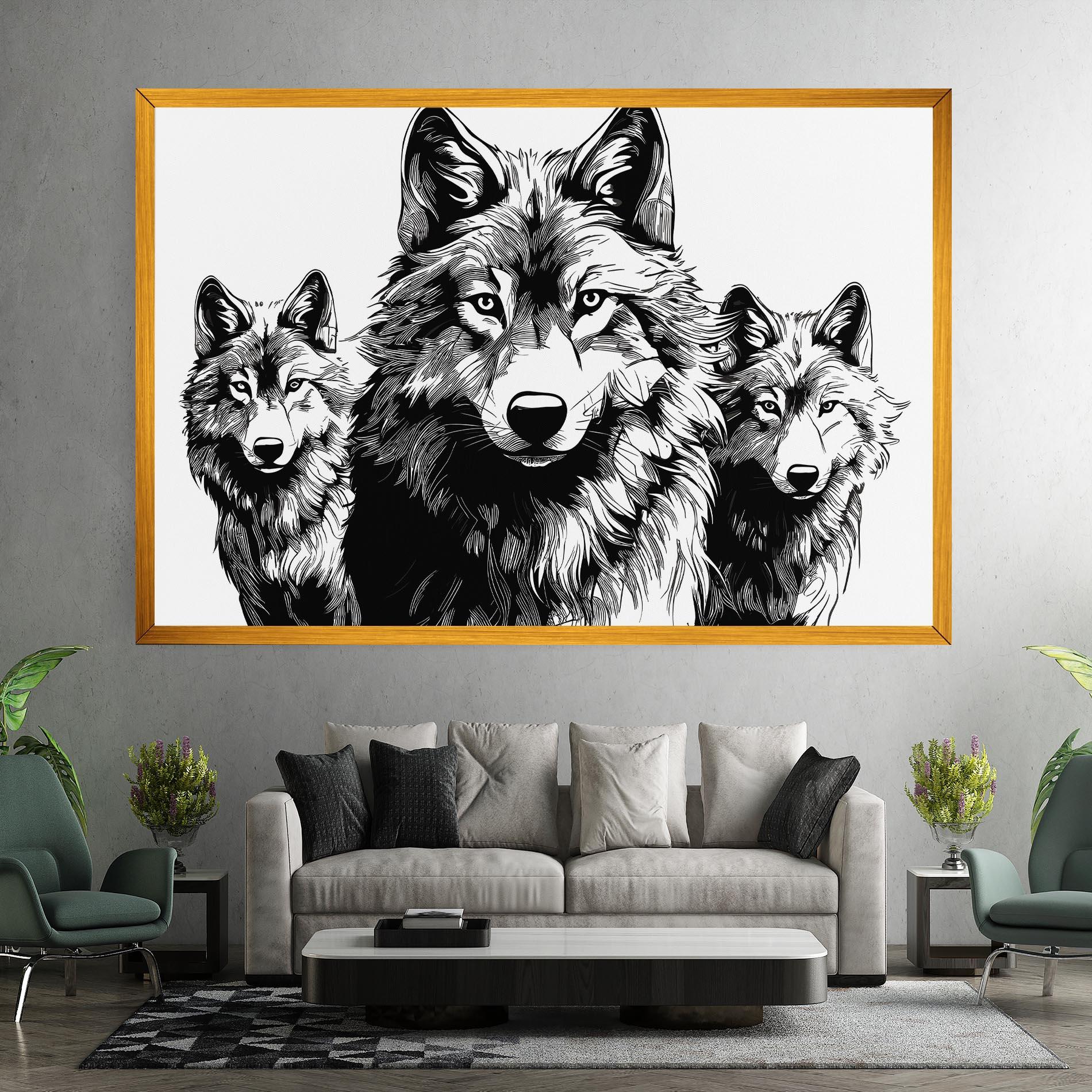 Картина на платно 3 Wolves mockup 7