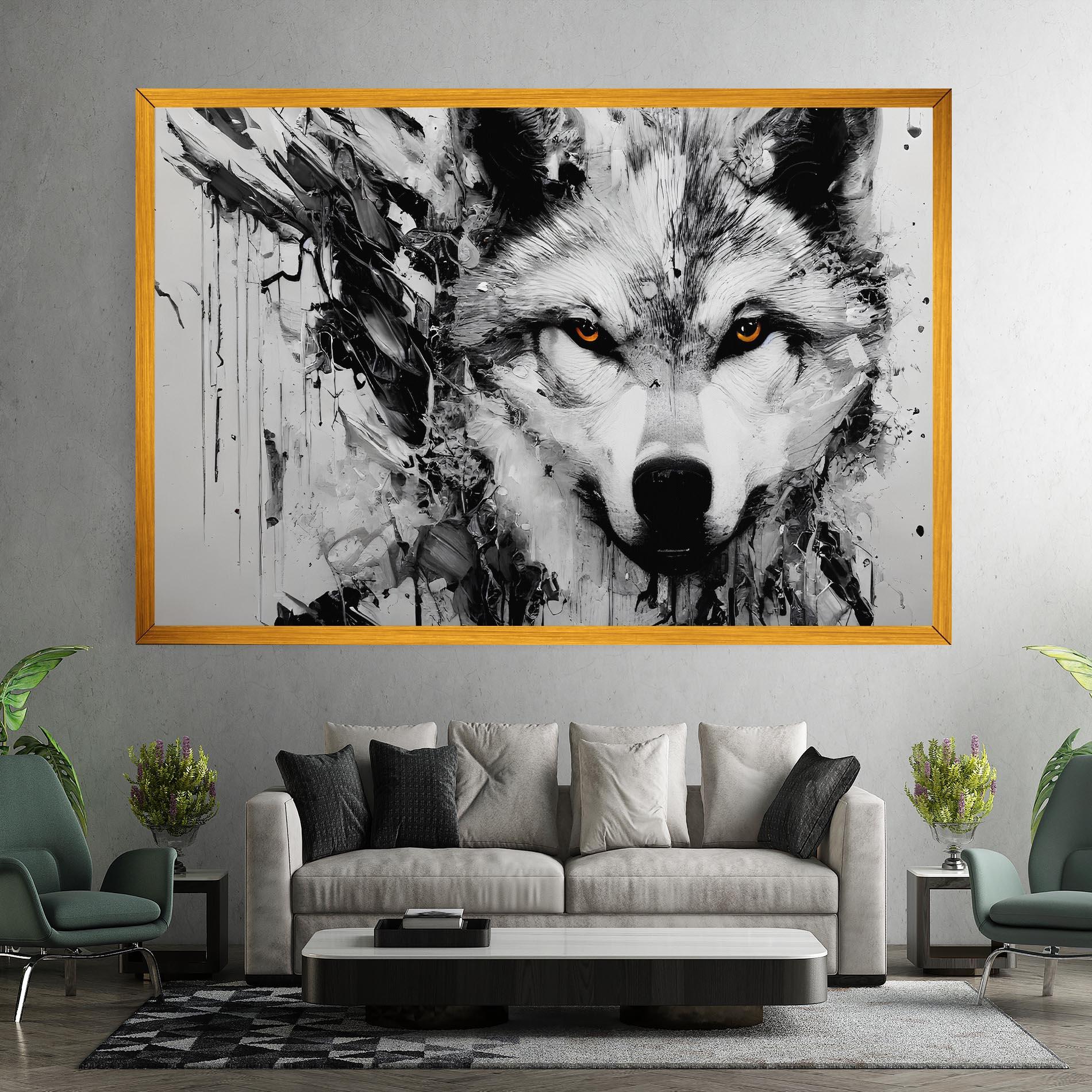 Картина на платно Grey Wolf Portrait mockup 7