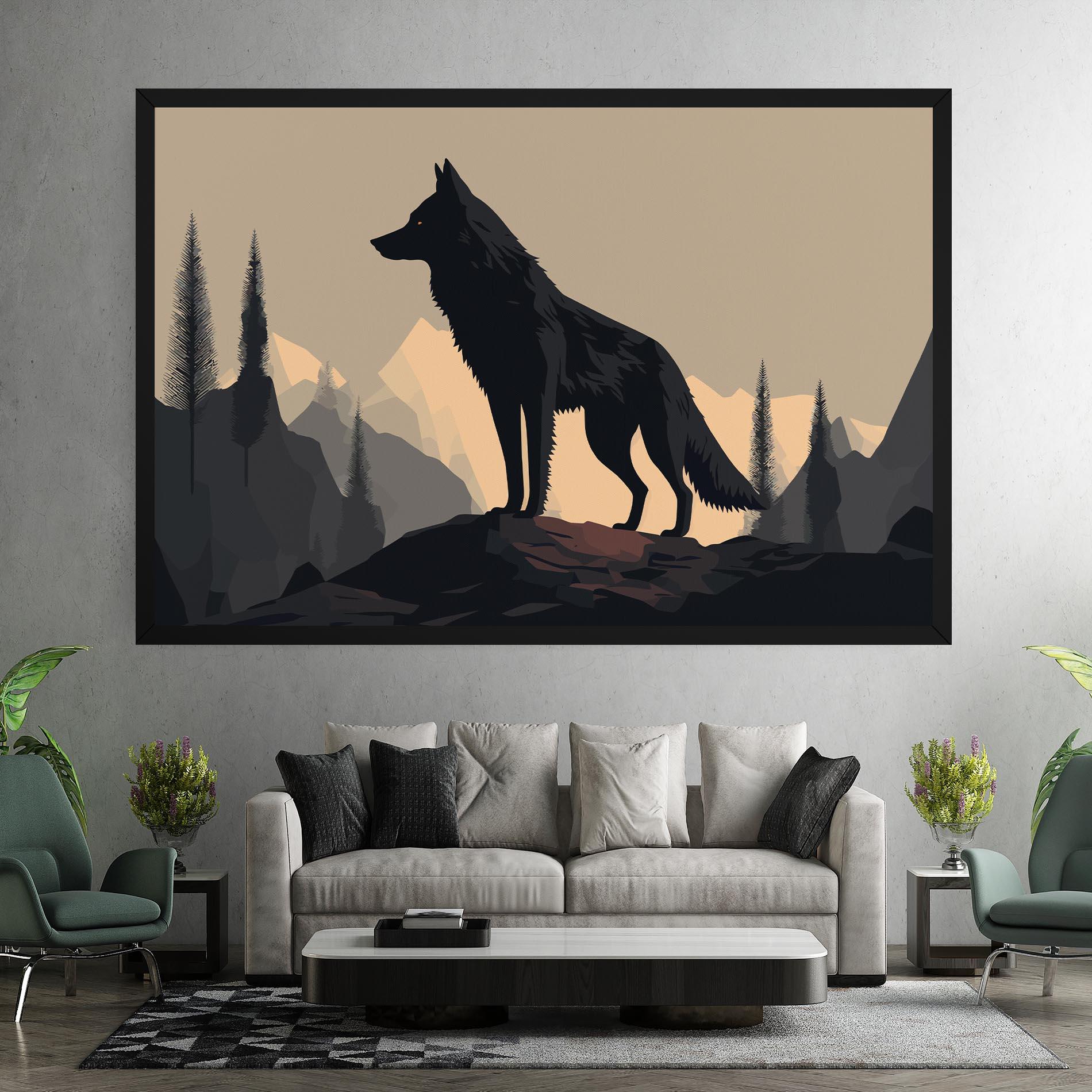 Картина на платно Black Wolf mockup 7