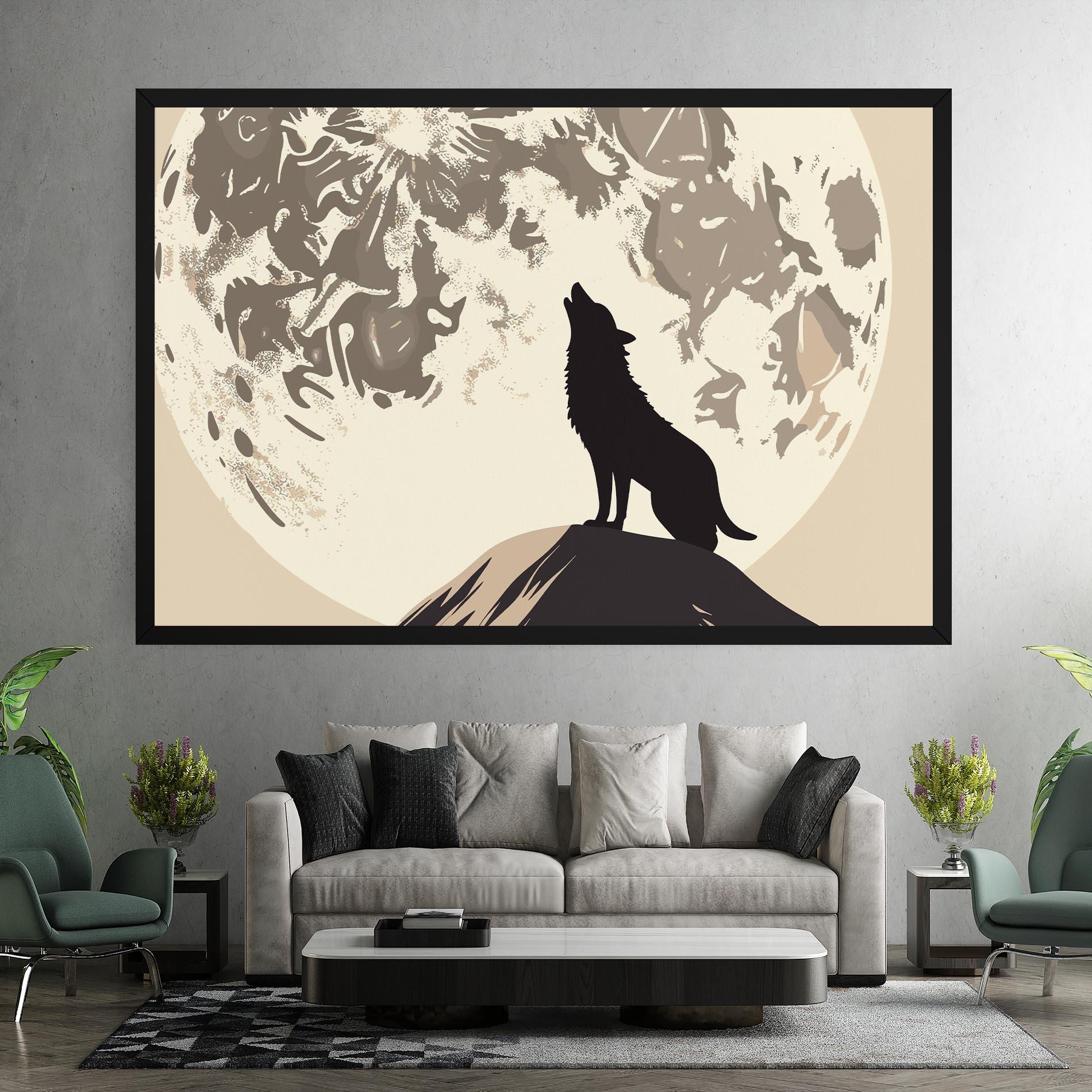 Картина на платно Cream Moon Wolf mockup 7