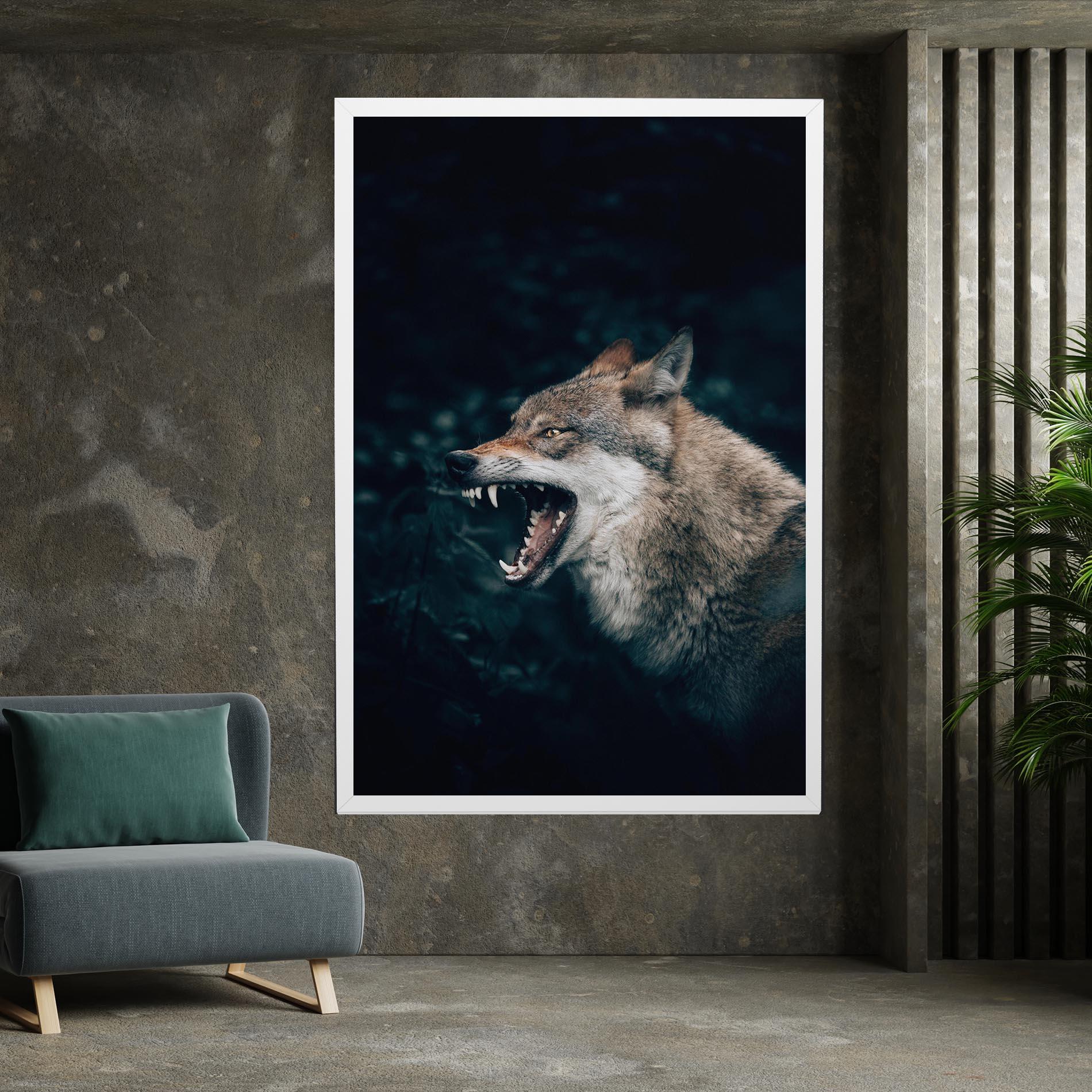 Картина на платно Angry Wolf In The Forest mockup 7
