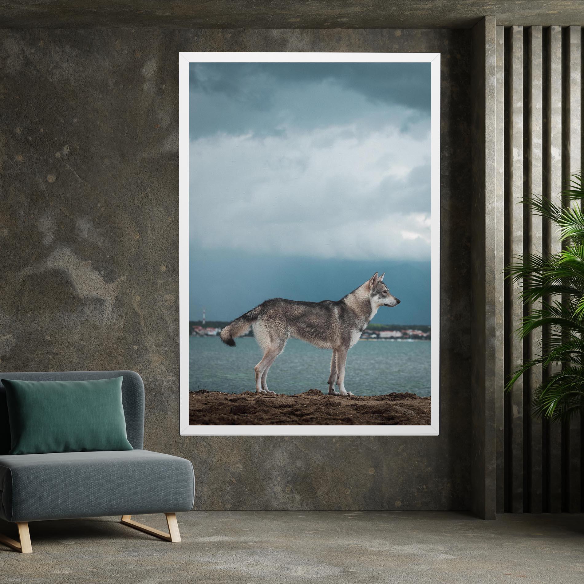 Картина на платно Grey Wolf Looking mockup 7