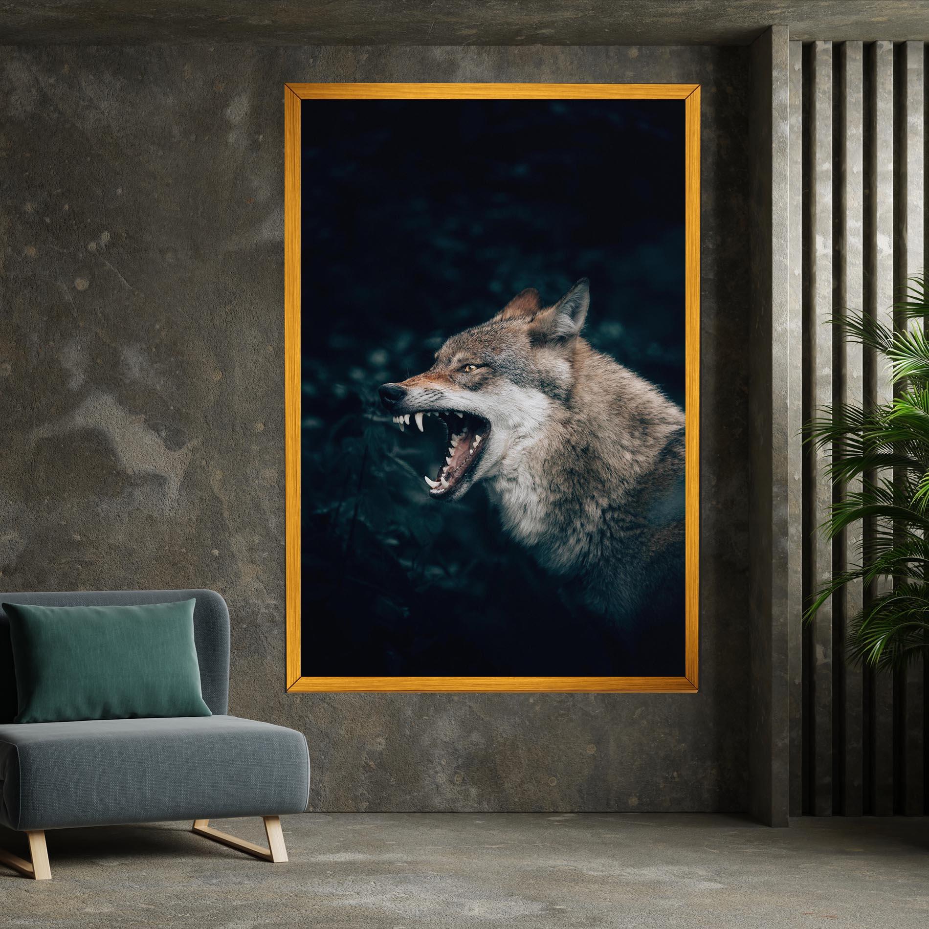 Картина на платно Angry Wolf In The Forest mockup 7