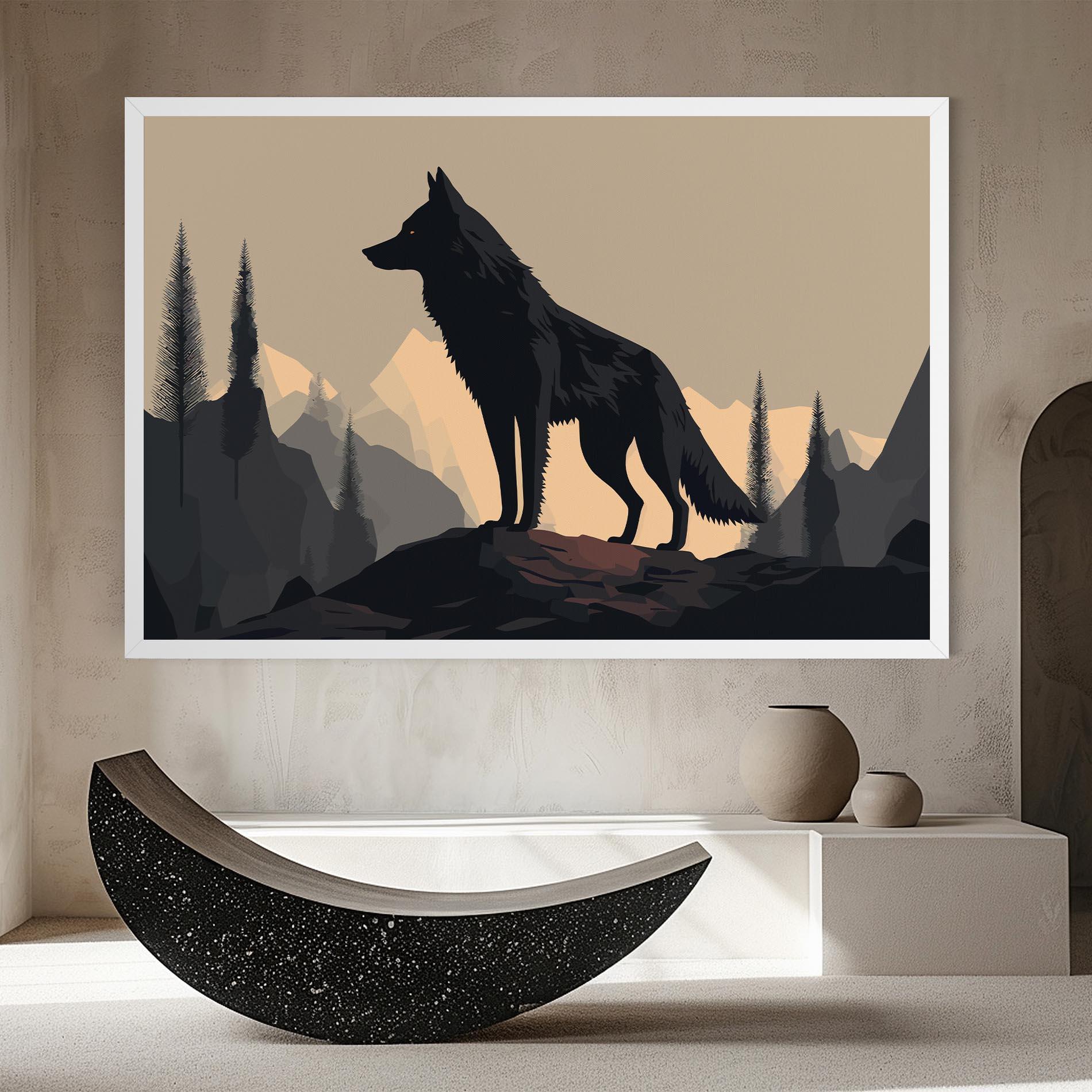 Картина на платно Black Wolf mockup 8