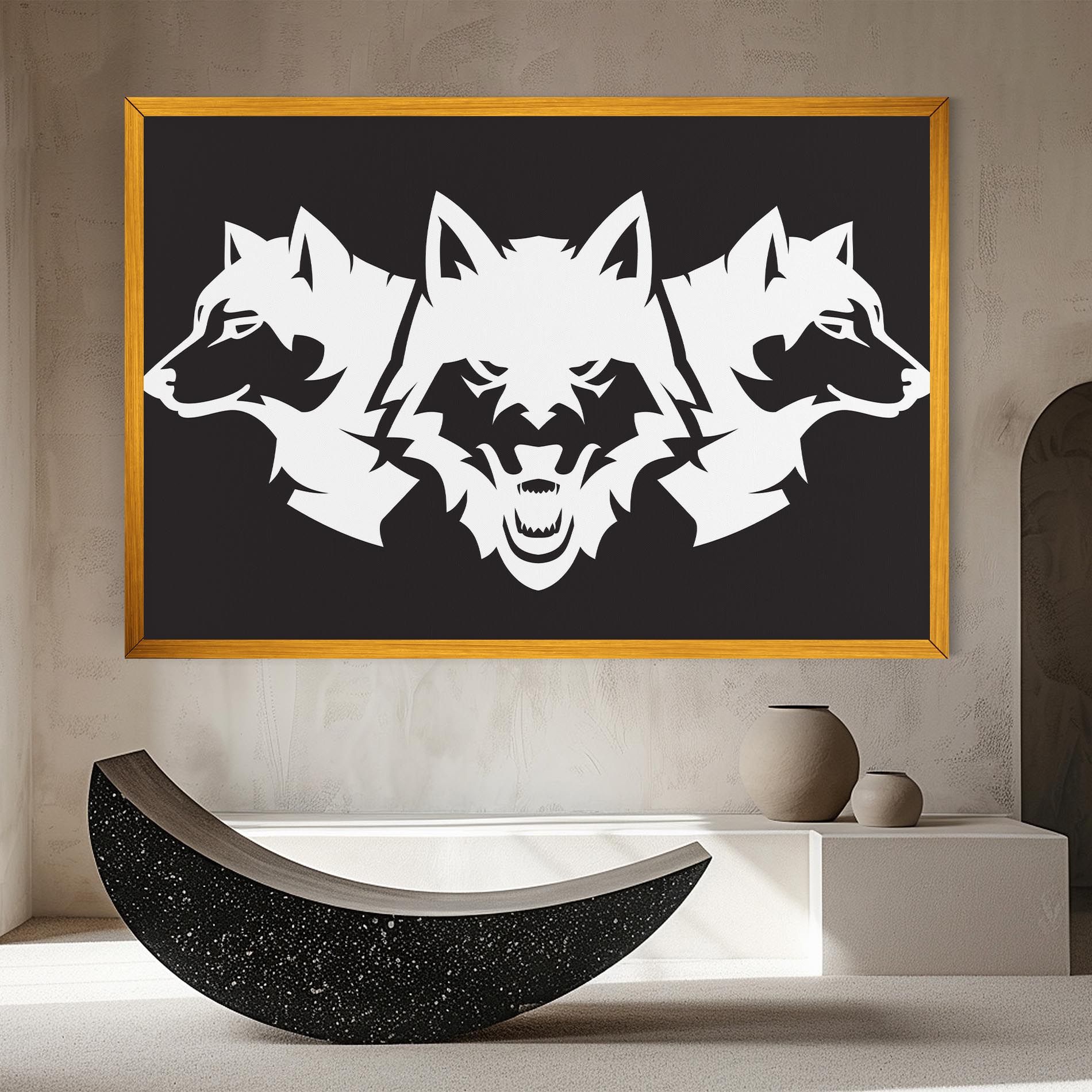 3 Wolf Heads mockup 8