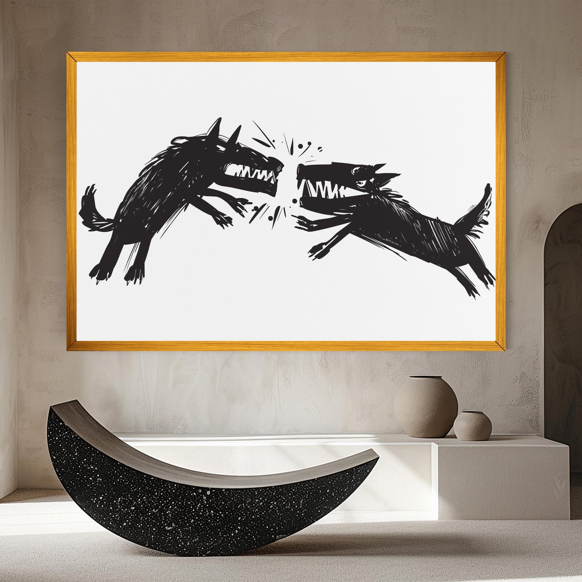 Картина на платно Black Wolves mockup 8